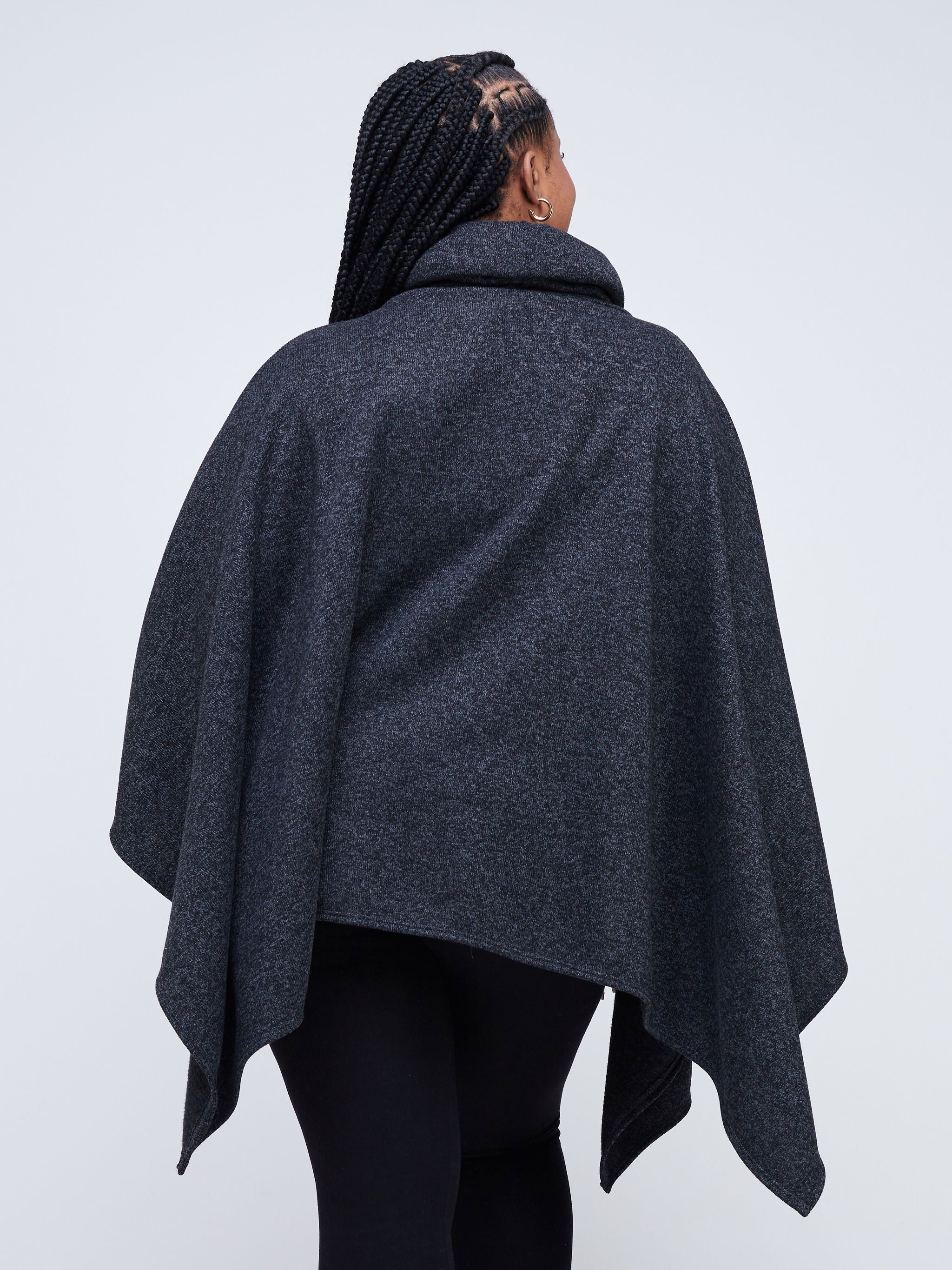 Vivo Basic Turtleneck Poncho - Grey
