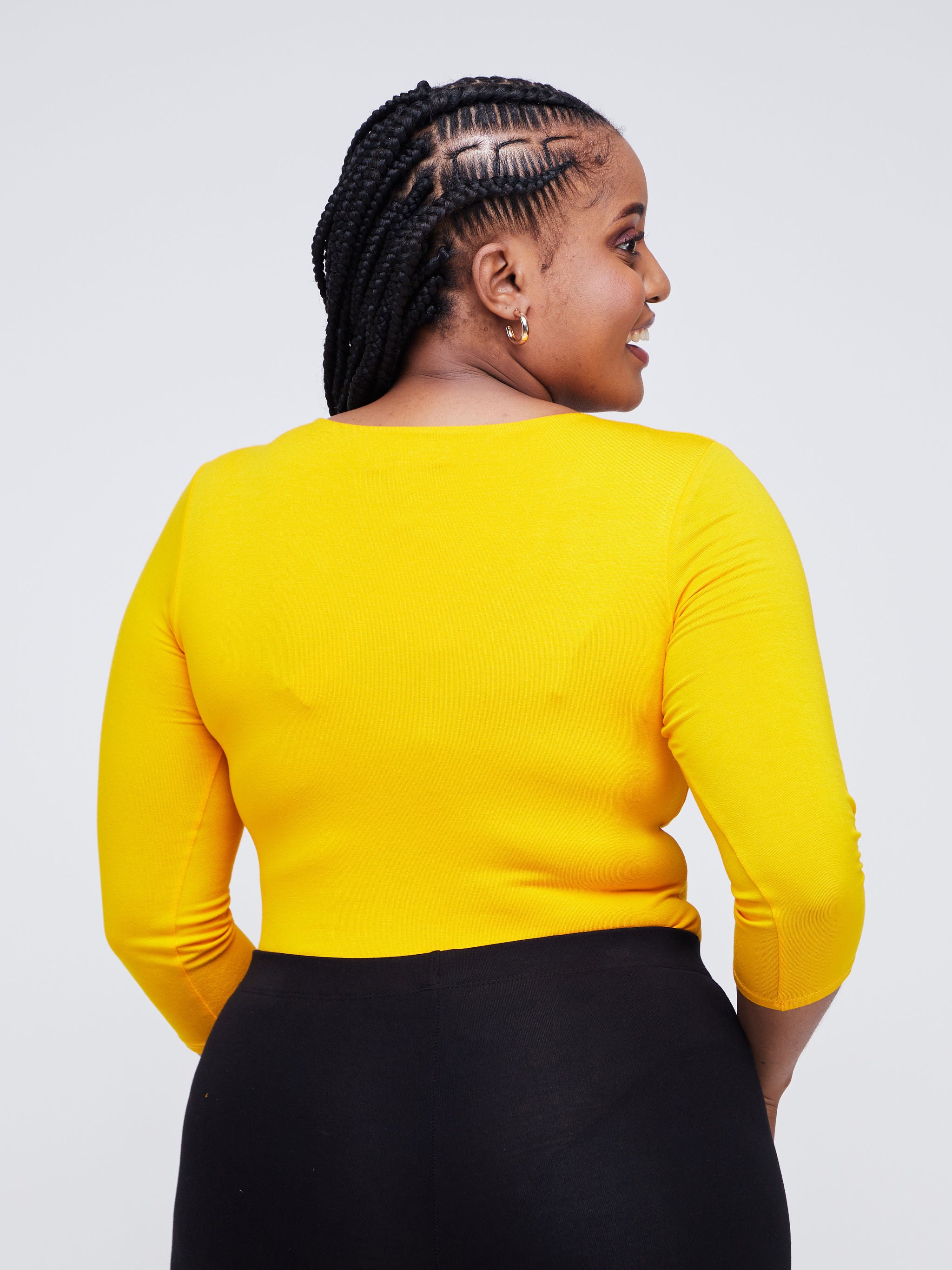 Vivo Basic 3/4 Sleeved Double Layered Bodysuit - Yellow