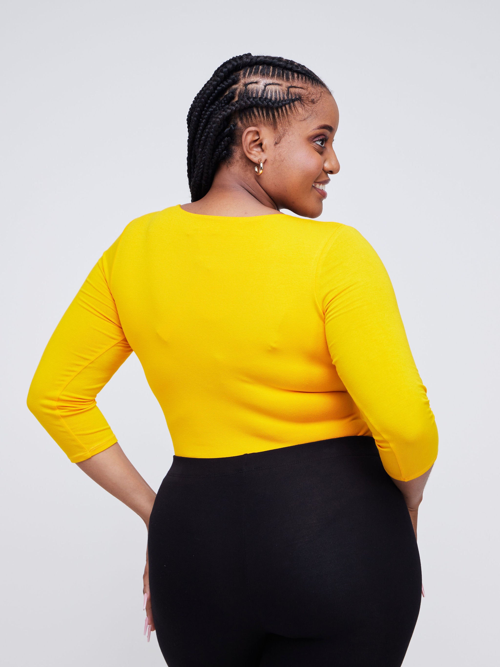 Vivo Basic 3/4 Sleeved Double Layered Bodysuit - Yellow