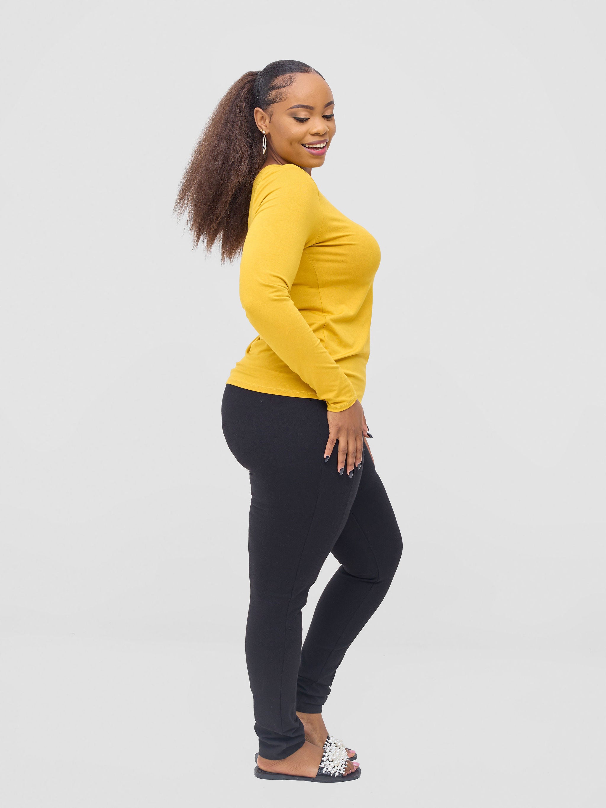 Vivo Basic Long Sleeved Top - Mustard