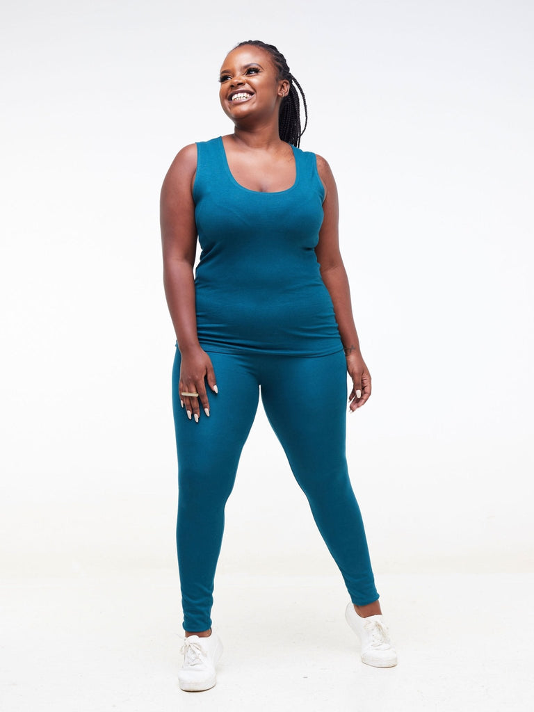 Zoya Basic Full Length Leggings - Teal - Shopzetu