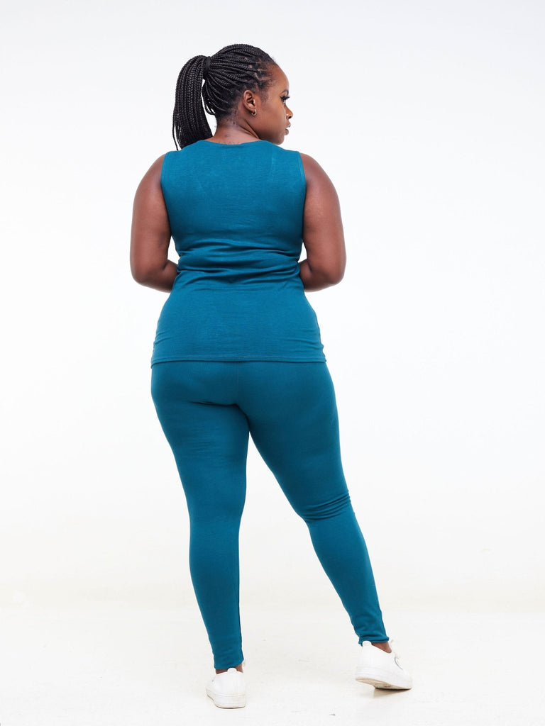 Zoya Basic Full Length Leggings - Teal - Shopzetu