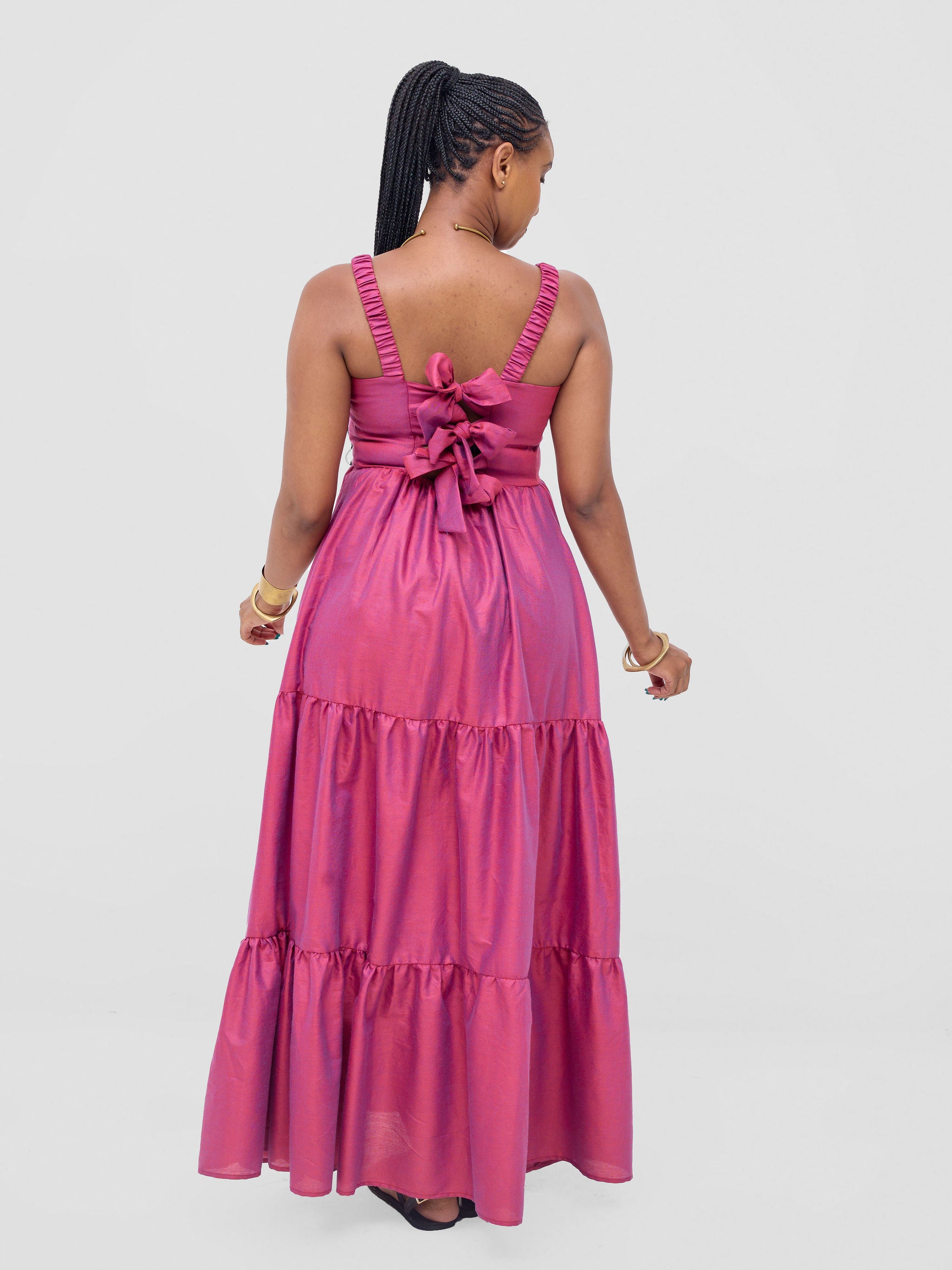 Safari Kikoy Tie Back Maxi Dress - Maroon