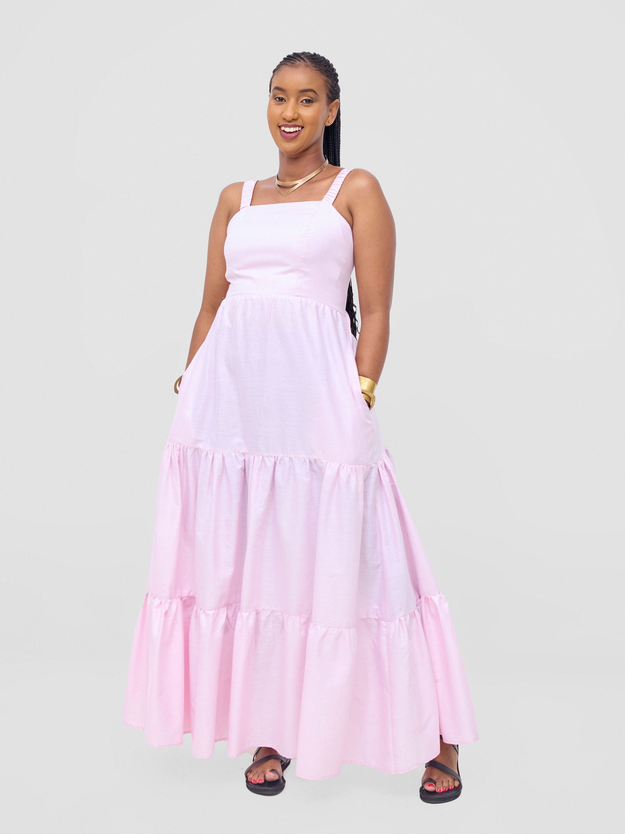 Safari Kikoy Tie Back Maxi Dress - Light Pink