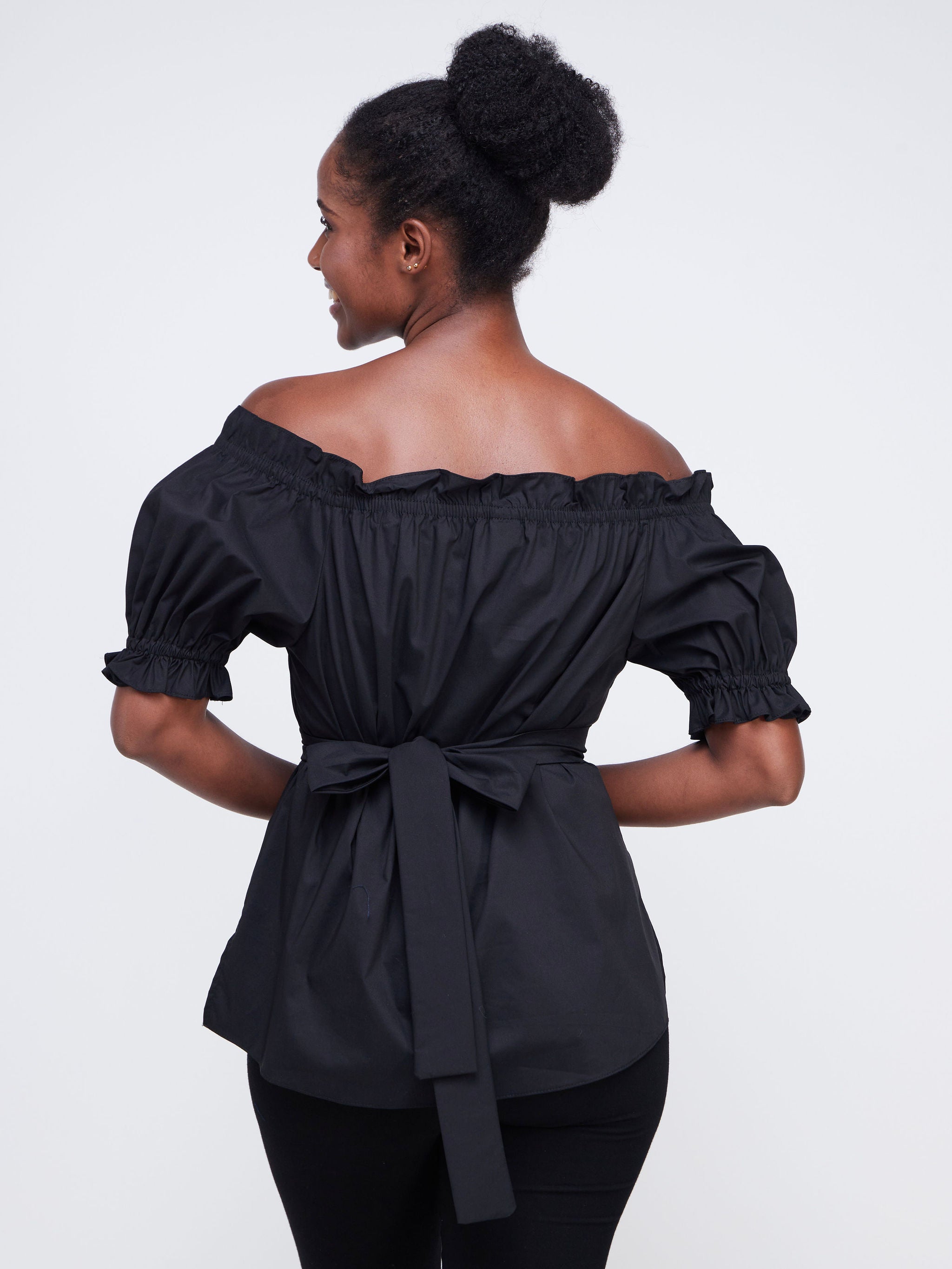 Safari Mali Off Shoulder Ruffle Top - Black