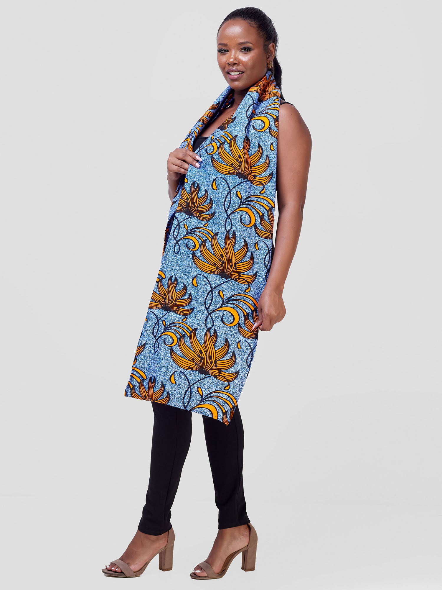 Vivo Kitenge Multi Purpose Wrap - Blue / Orange Ankara Print