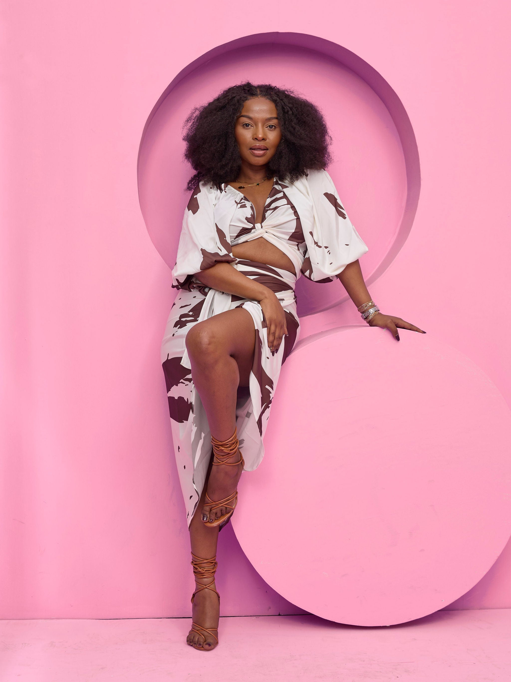 Vivo Beali Sarong Skirt - Cream / Chocolate Lea Print