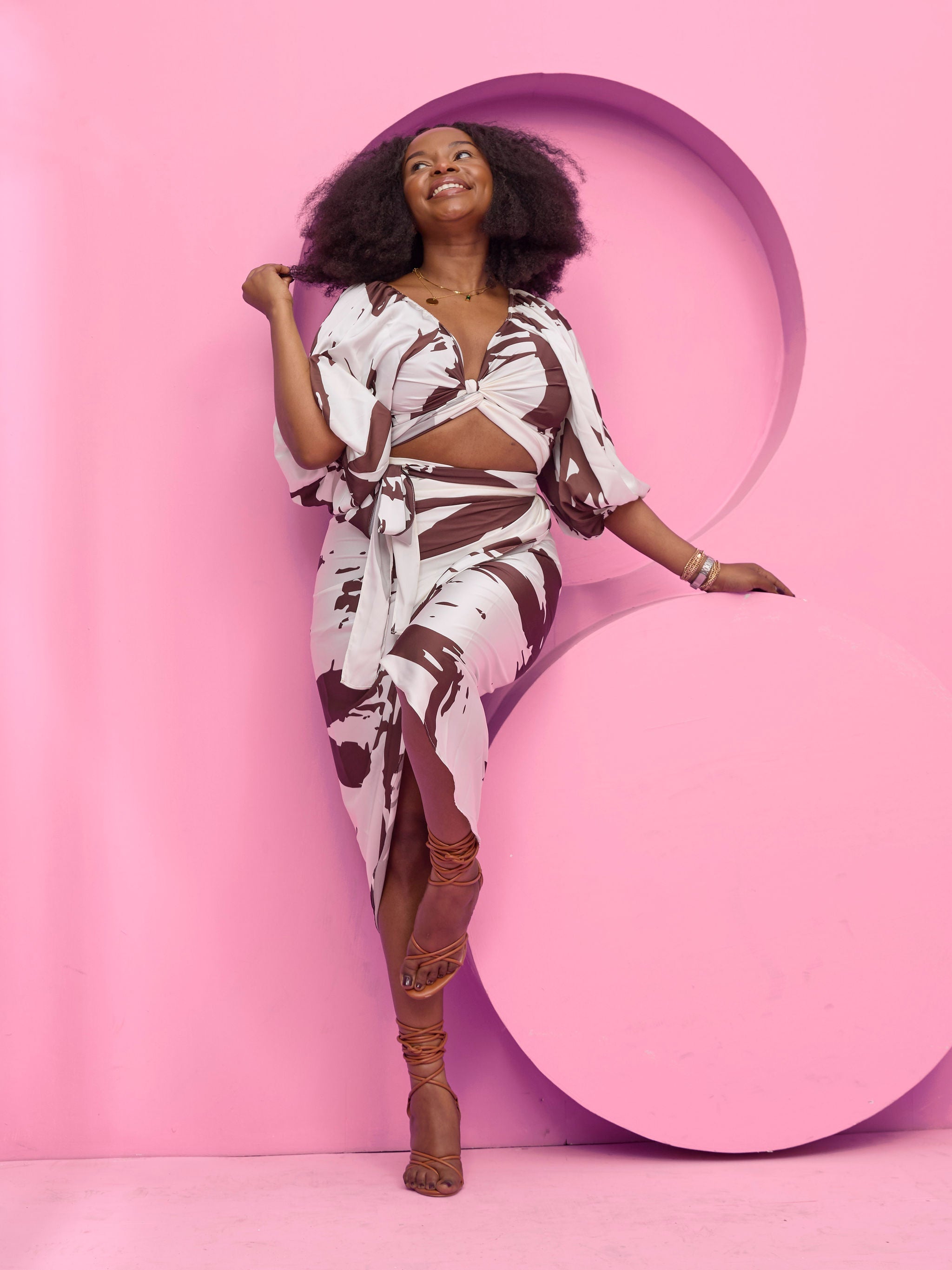 Vivo Beali Sarong Skirt - Cream / Chocolate Lea Print