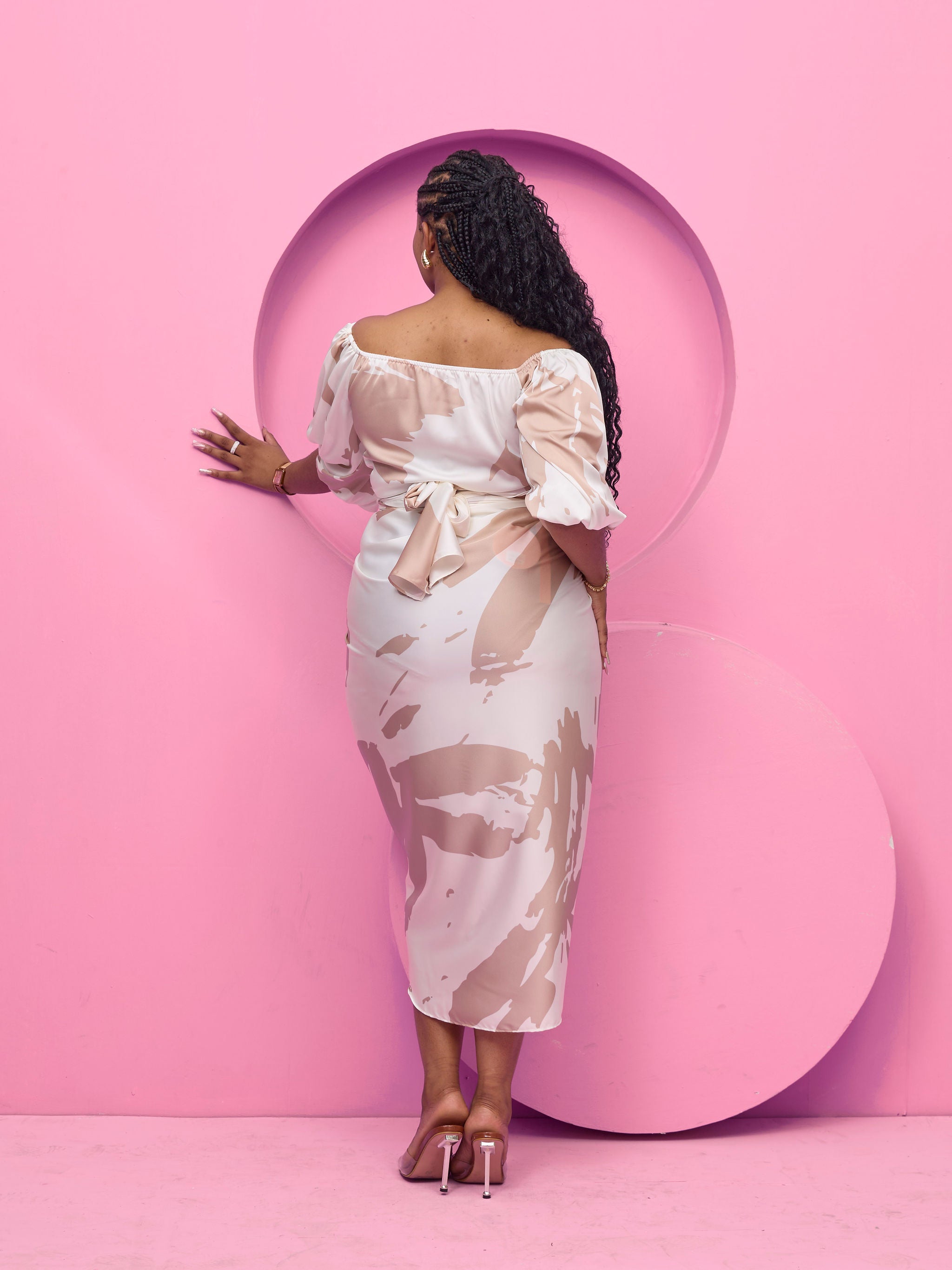 Vivo Beali Sarong Skirt - Cream / Taupe Lea Print