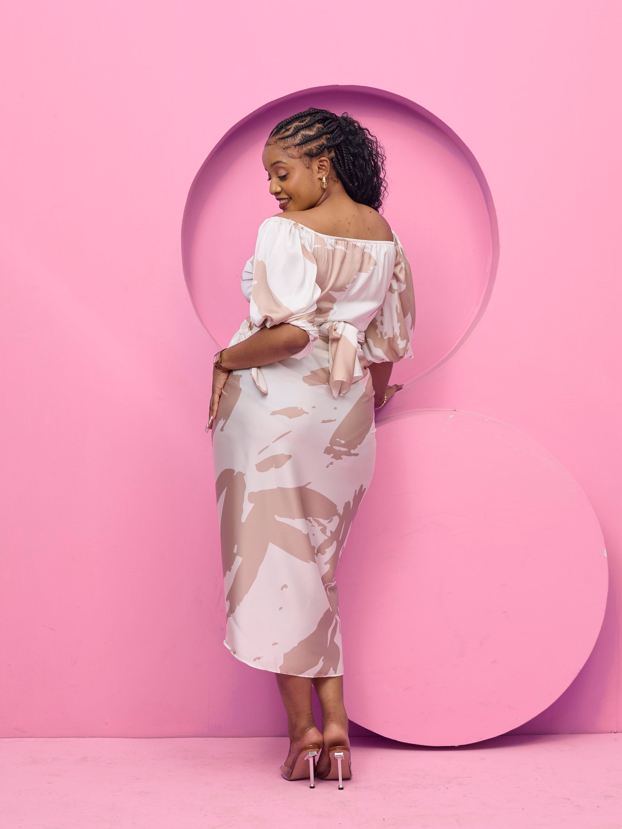 Vivo Beali Sarong Skirt - Cream / Taupe Lea Print