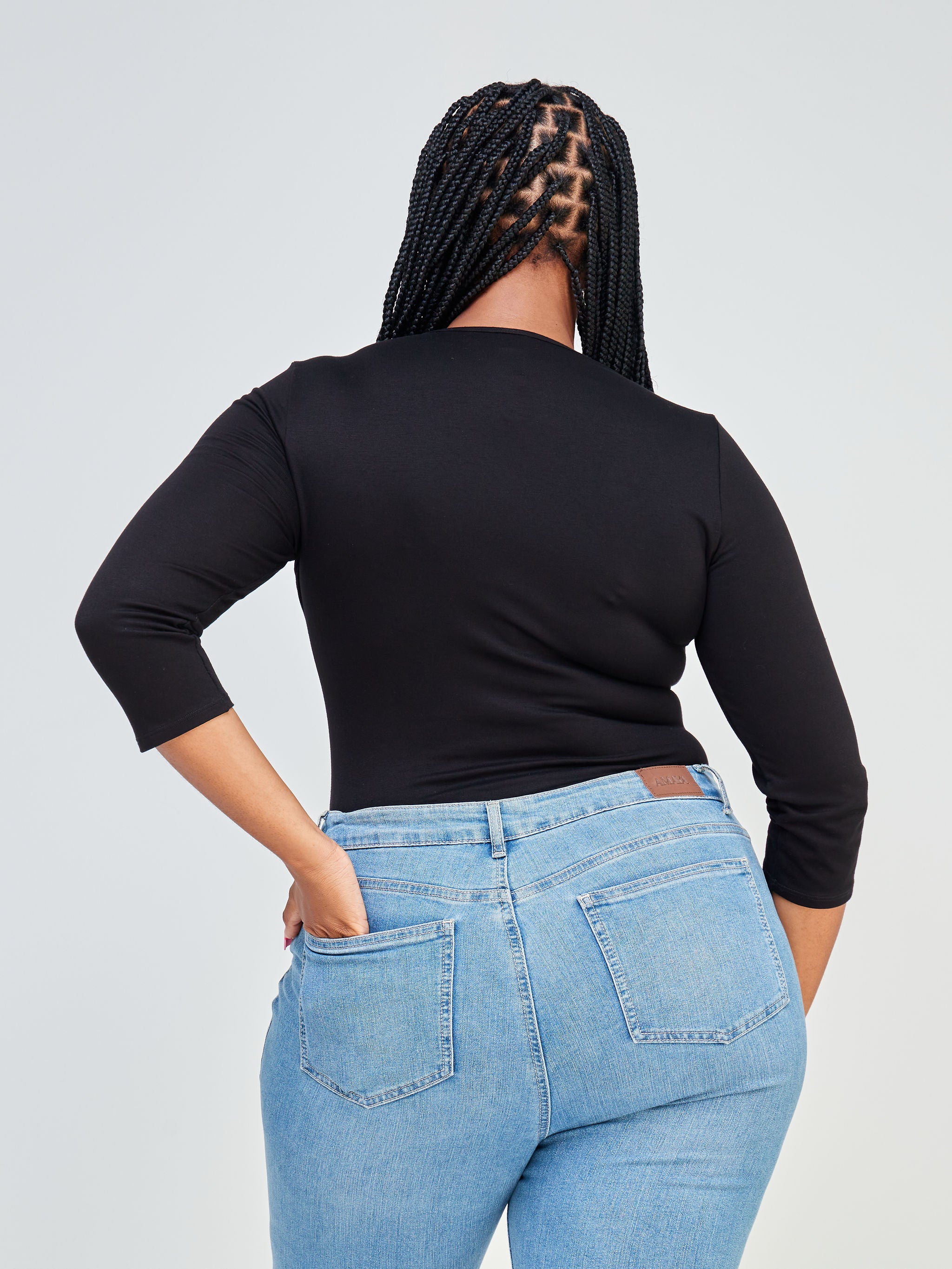 Vivo Bana Twist 3/4 Sleeve Bodysuit - Black