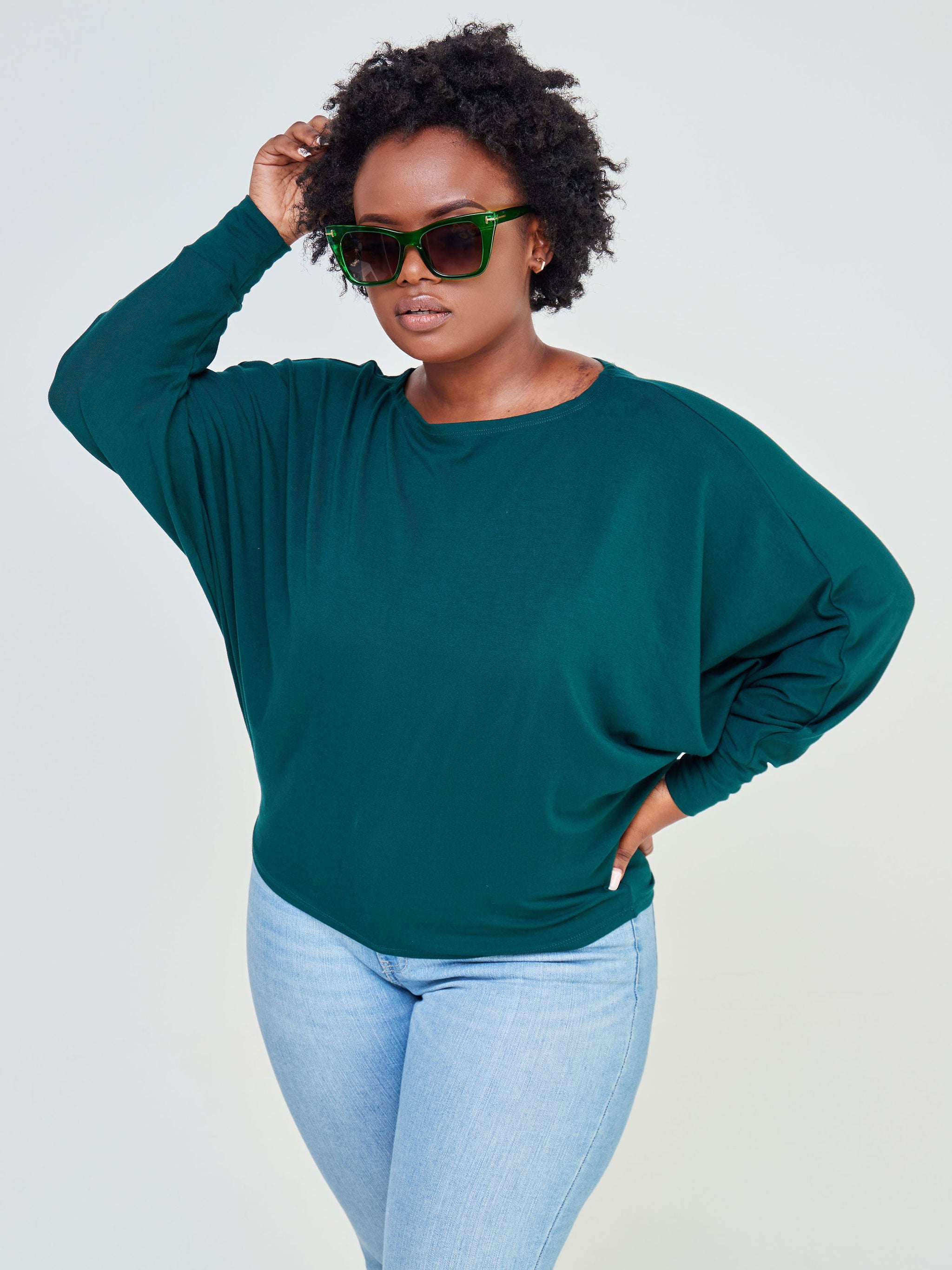 Vivo Bana Batwing Top - Dark Green