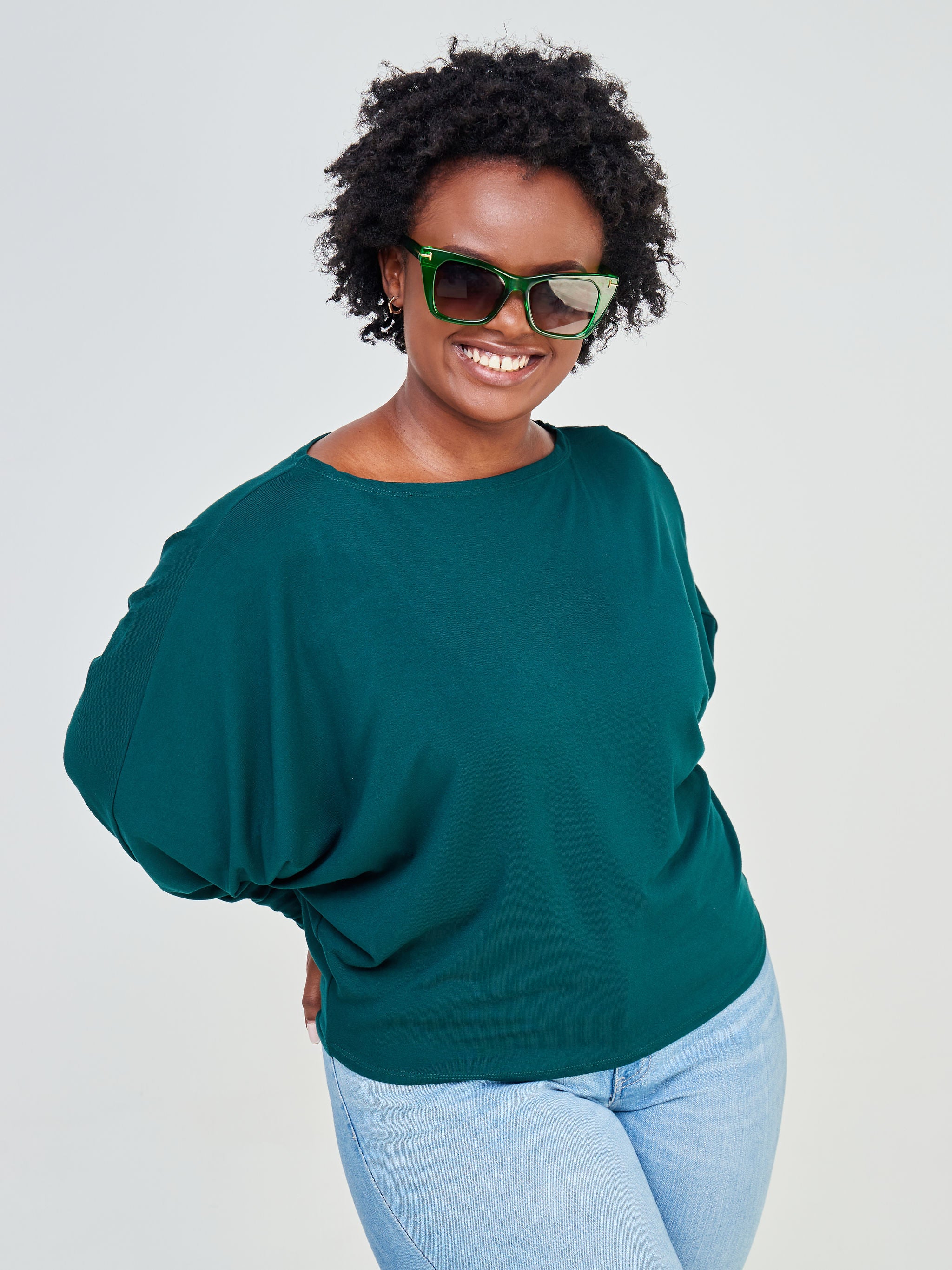 Vivo Bana Batwing Top - Dark Green