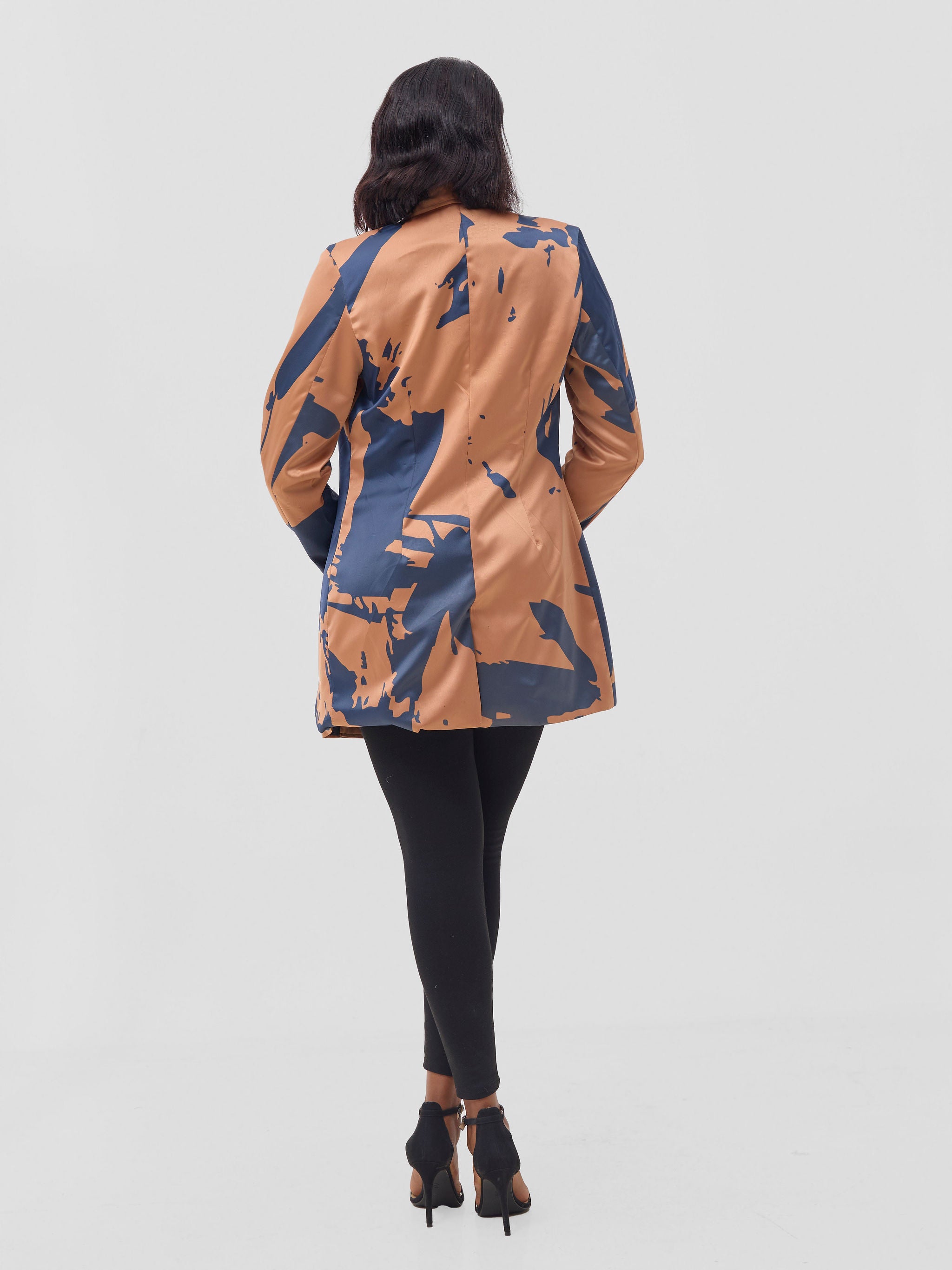 Vivo Beali Blazer - Tan / Navy Lea Print