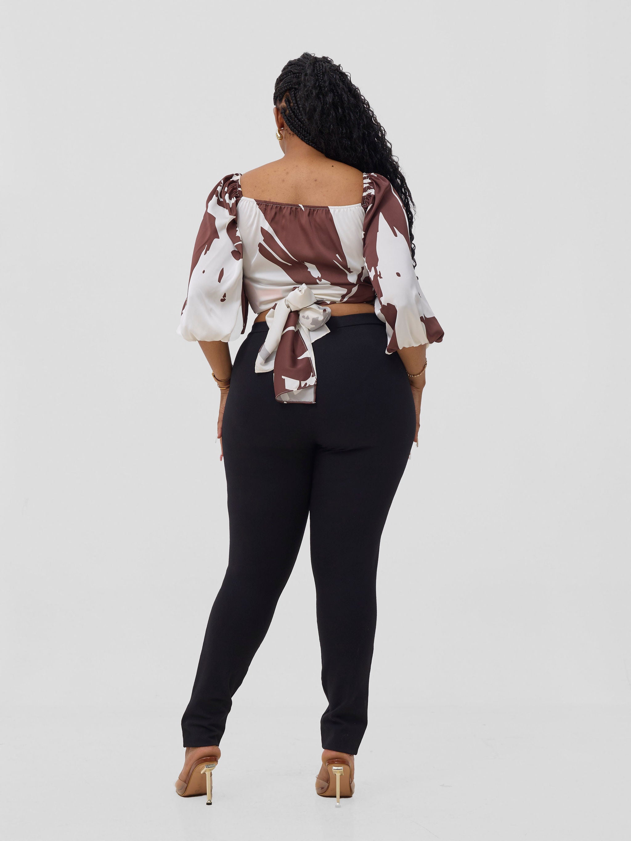 Vivo Beali Two Way Wrap Top - Cream / Chocolate Lea Print