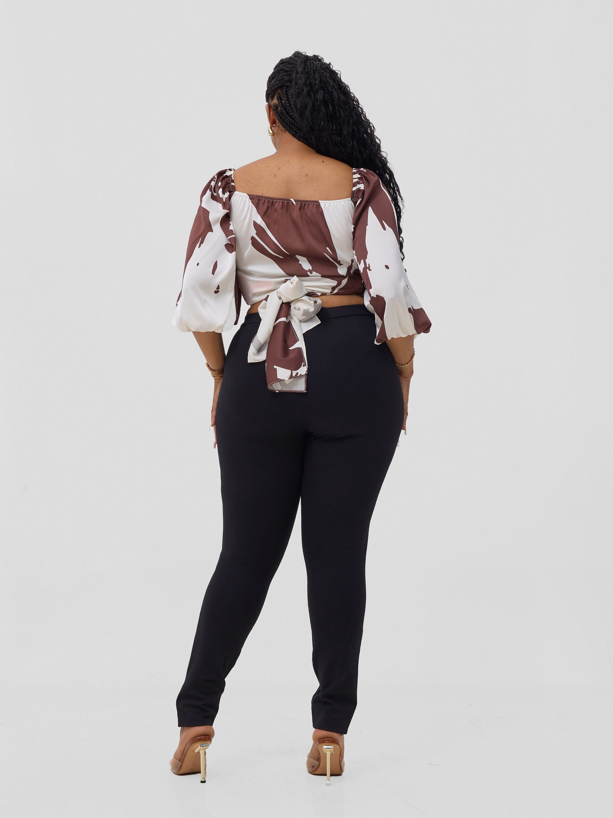 Vivo Beali Two Way Wrap Top MG - Cream / Chocolate Lea Print