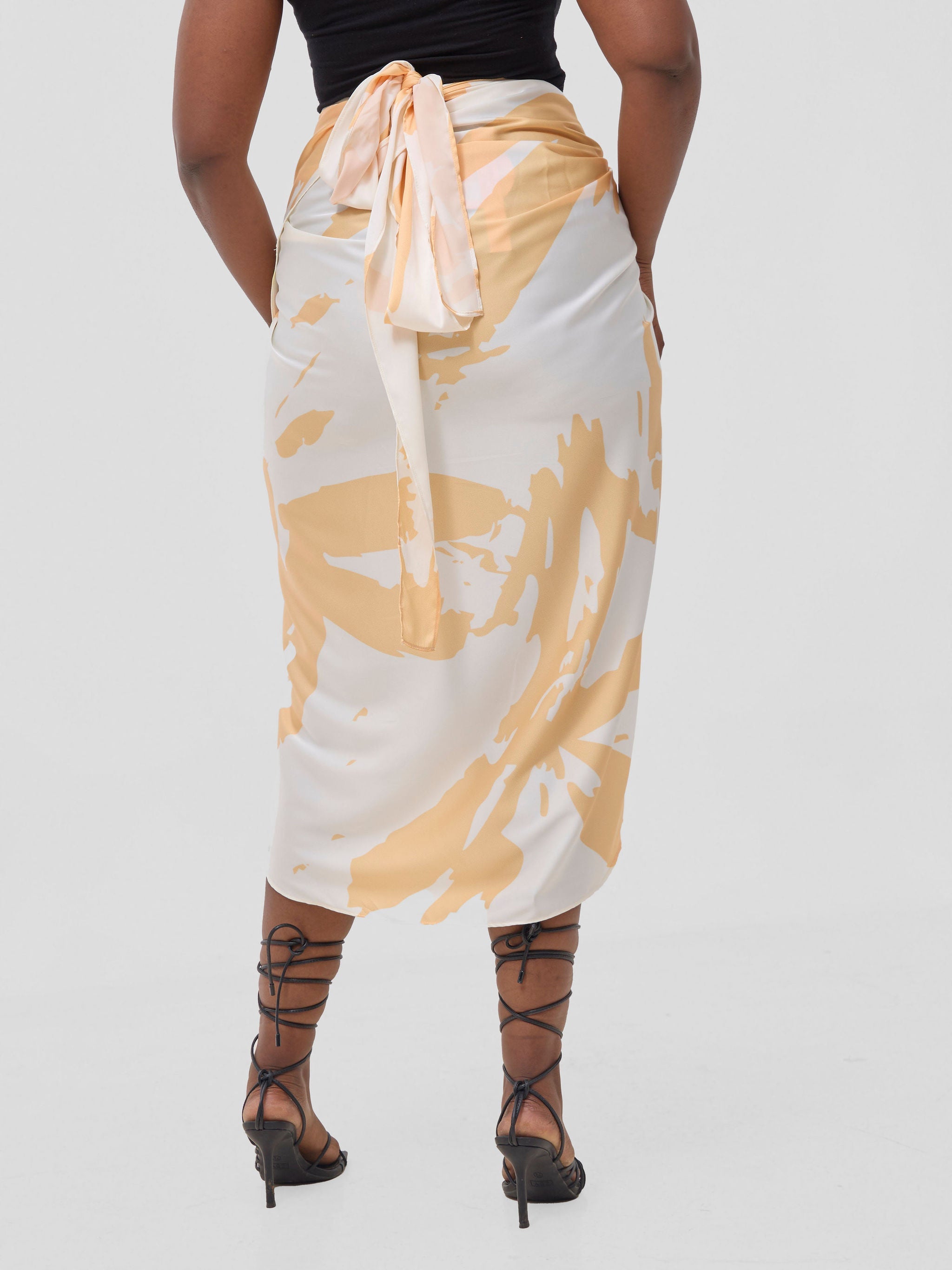 Vivo Beali Sarong Skirt - Cream / Gold Lea Print