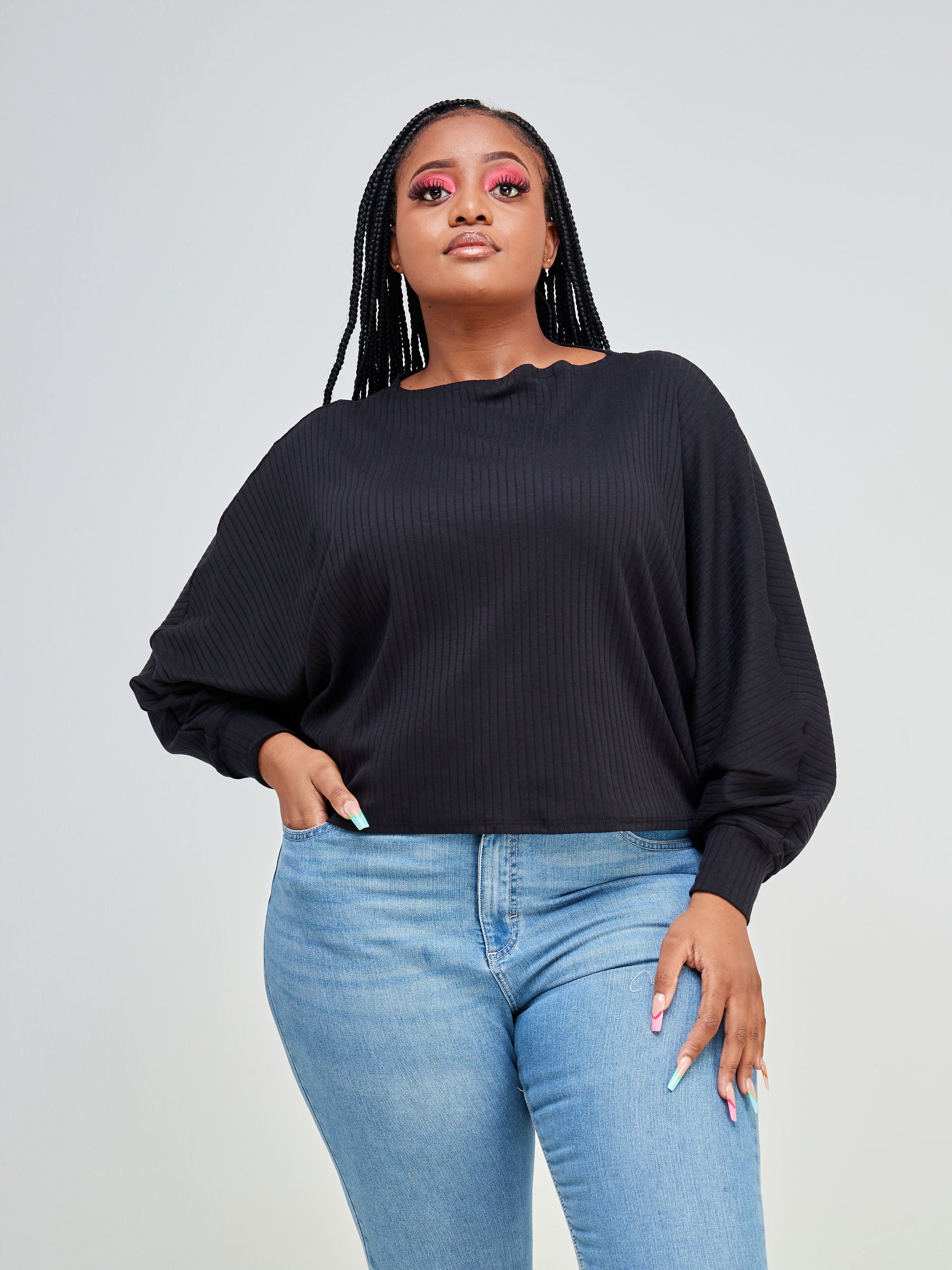 Vivo Bana Ribbed Crop  Top- Black