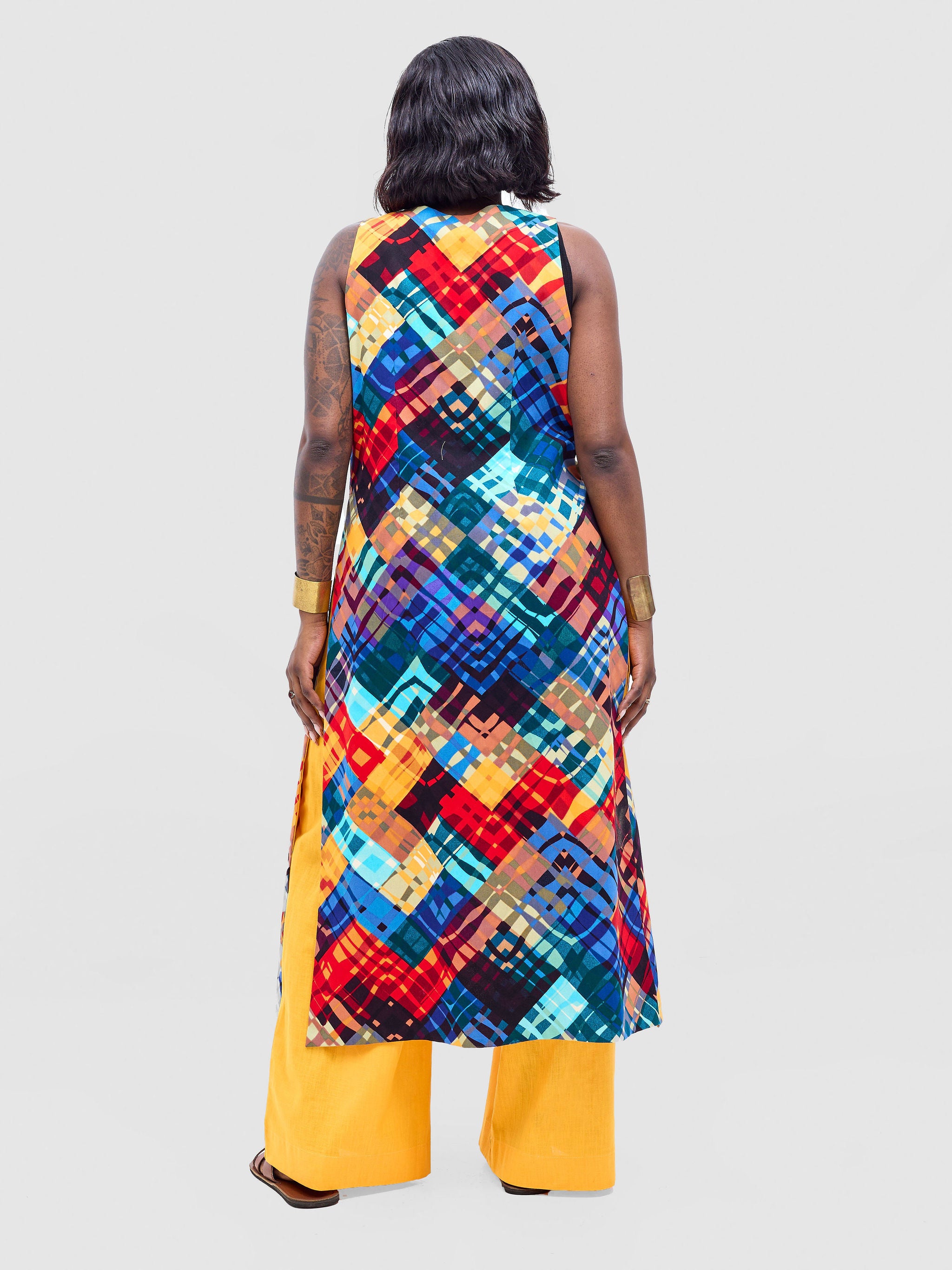 Safari Tiwa Reversible Tie Kimono - Mustard + Zuri Print