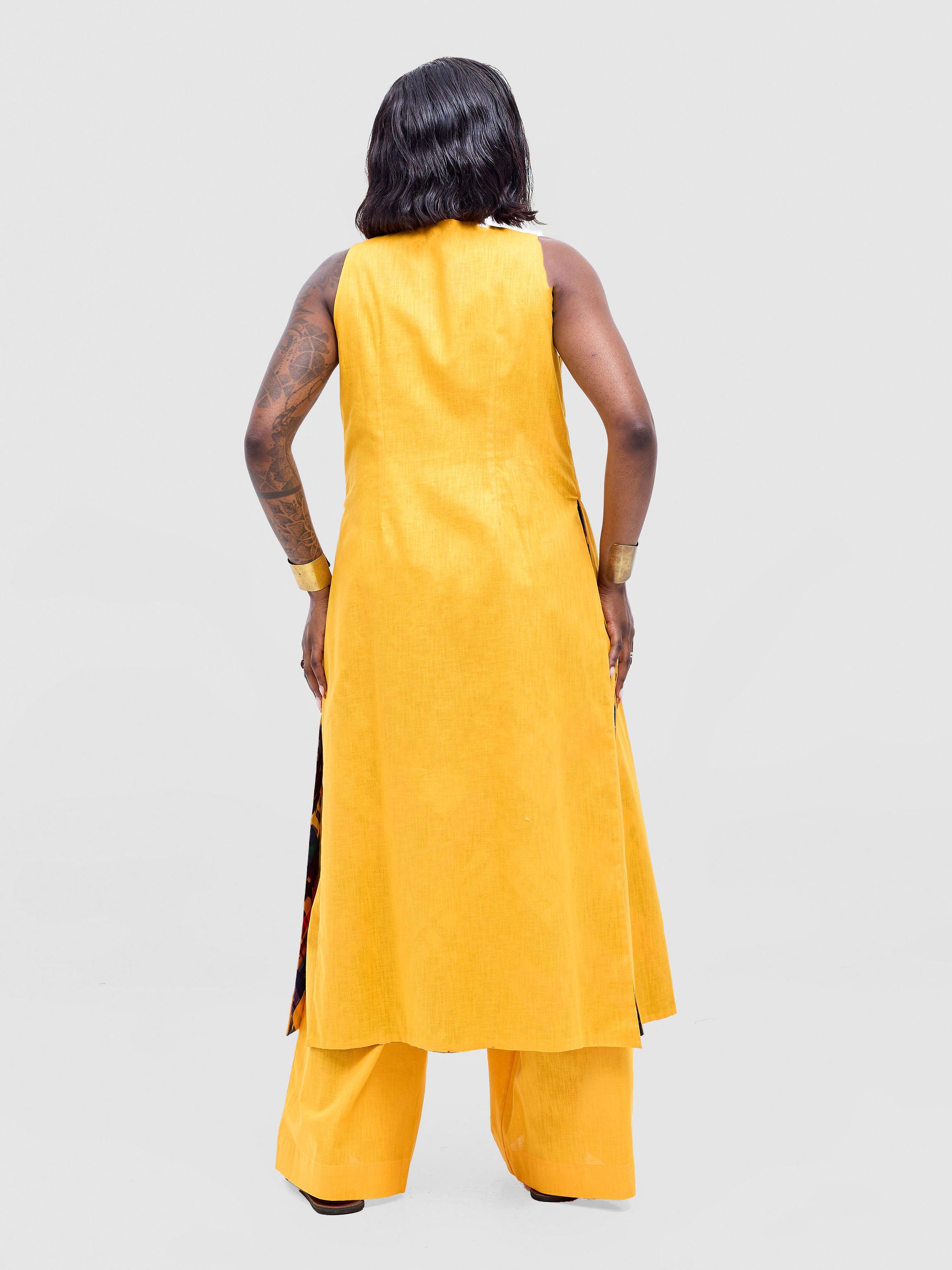 Safari Tiwa Reversible Tie Kimono - Mustard + Zuri Print
