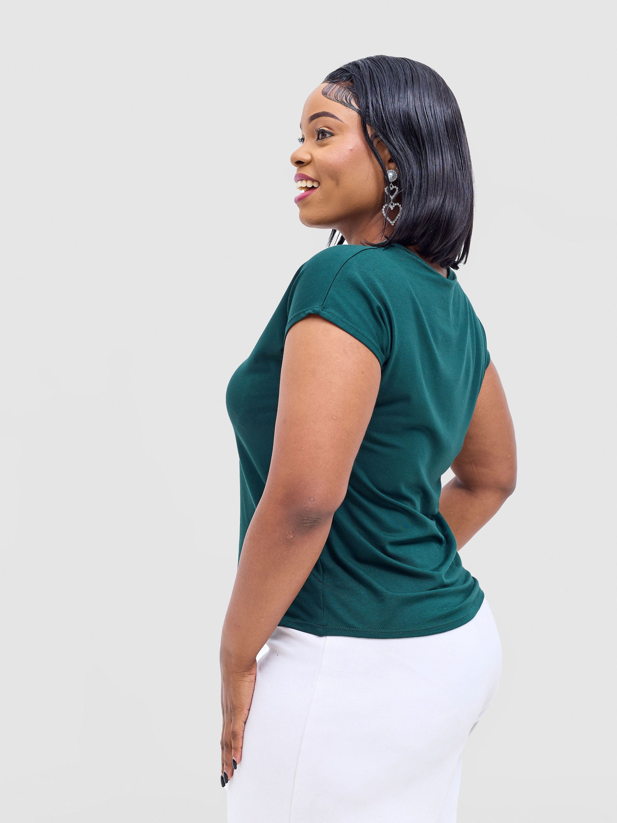 Vivo Basic Drop Shoulder Top - Dark Green