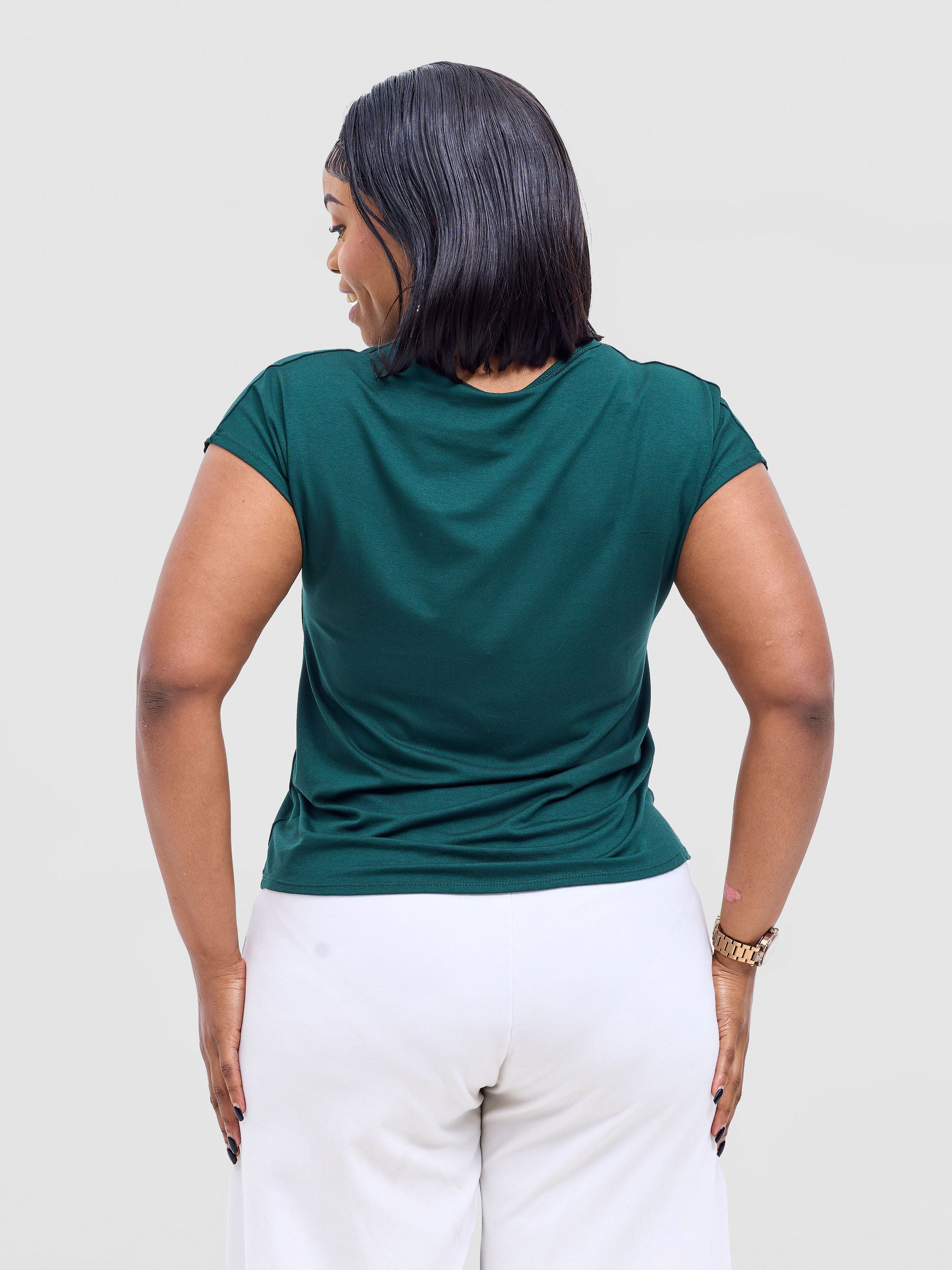 Vivo Basic Drop Shoulder Top - Dark Green