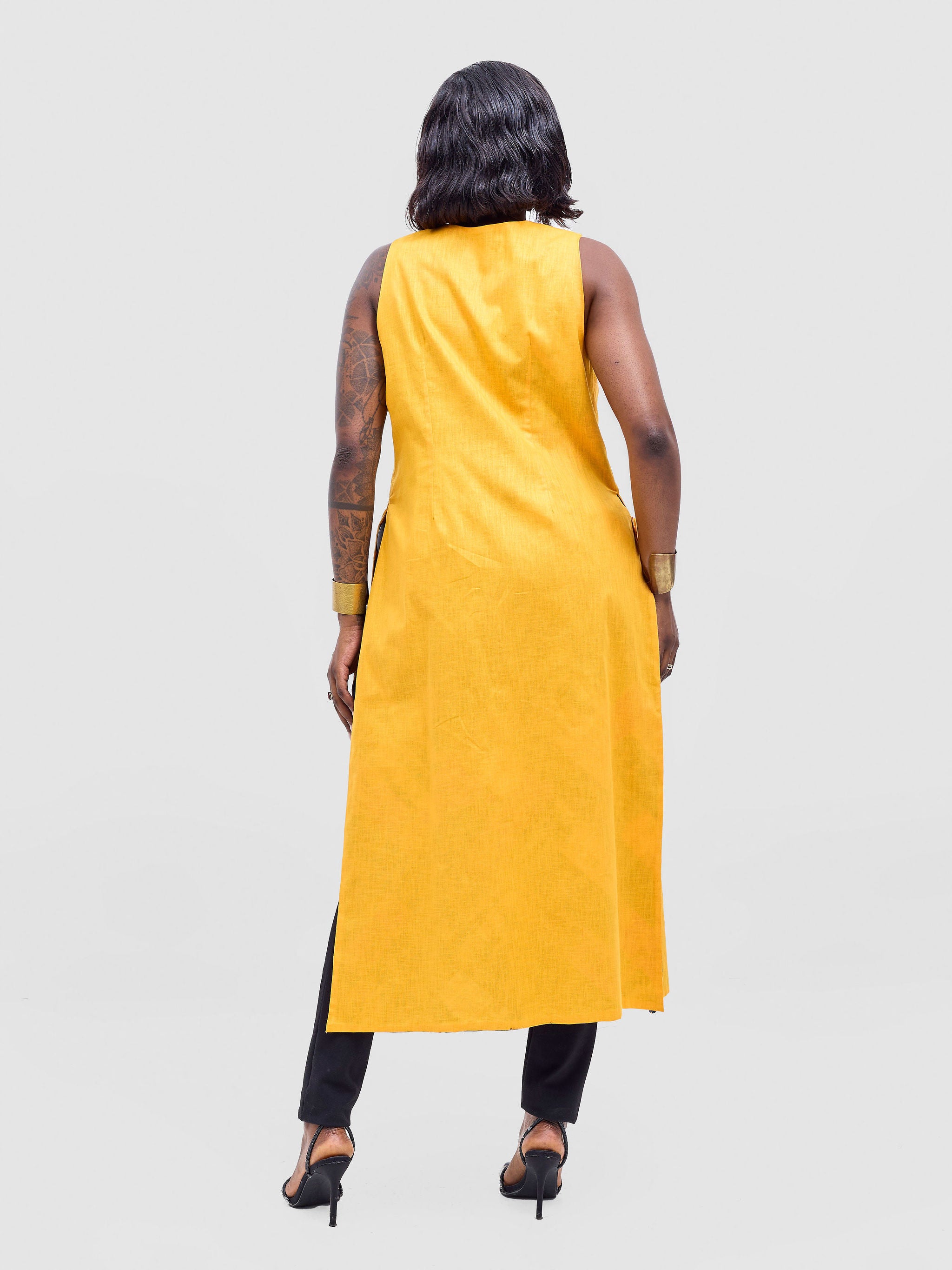 Safari Tiwa Reversible Tie Kimono - Mustard + Zuri Print