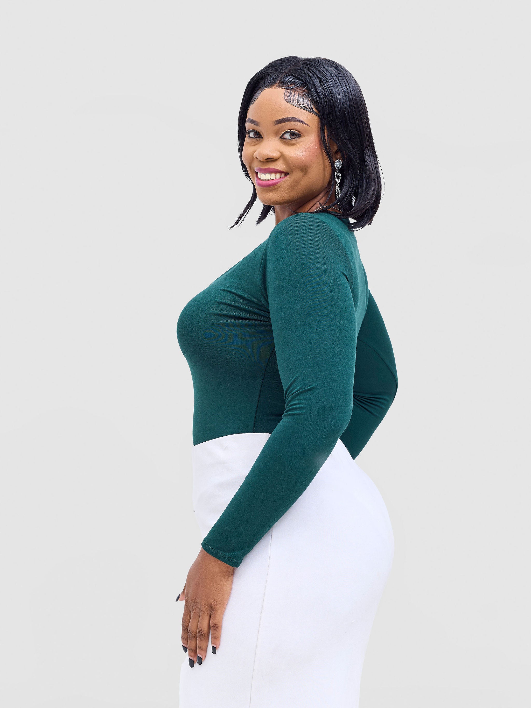 Vivo Basic Double Layered Long Sleeved Bodysuit - Dark Green