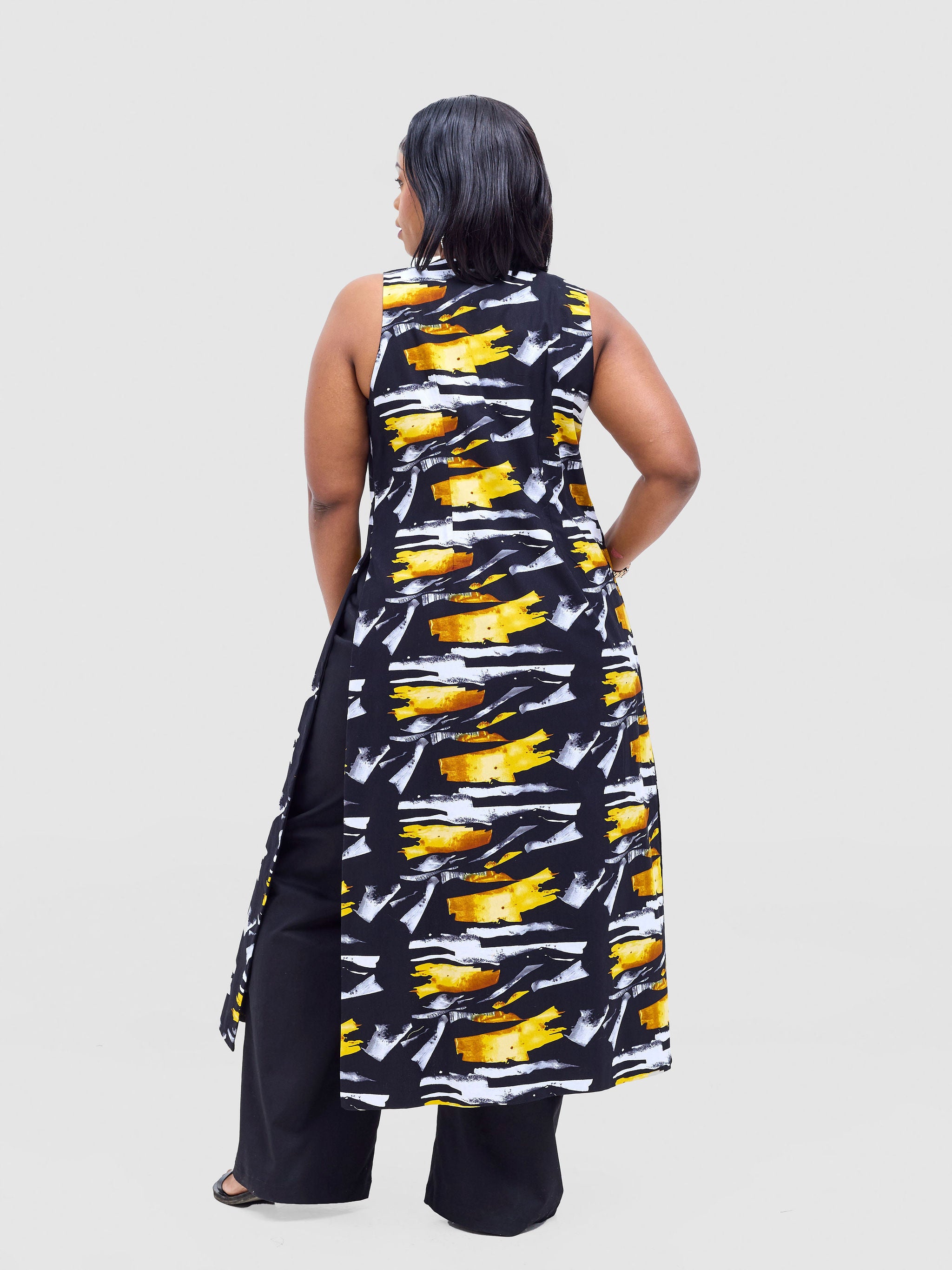 Safari Tiwa Reversible Tie Kimono - Black +Tayo Print