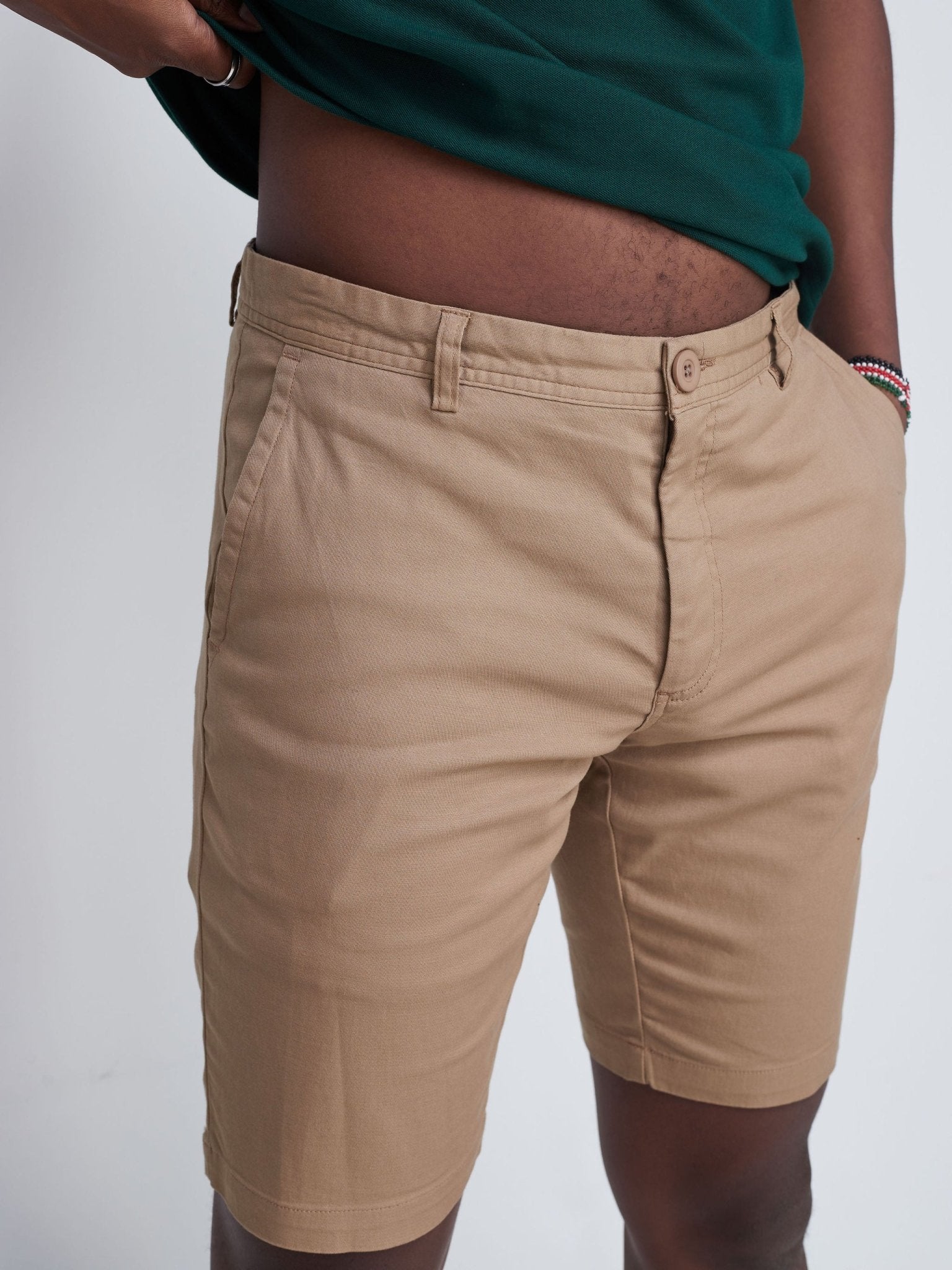Zetu Men's Chino Shorts - Khaki Beige - Shopzetu
