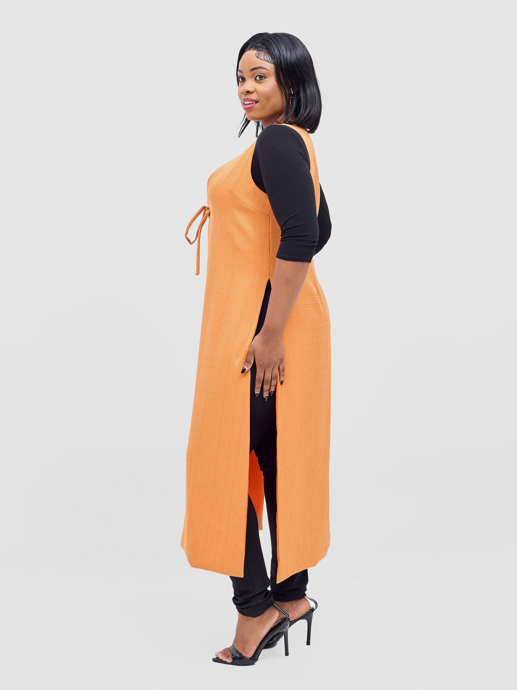 Vivo Analo Sleeveless Tie Kimono - Orange