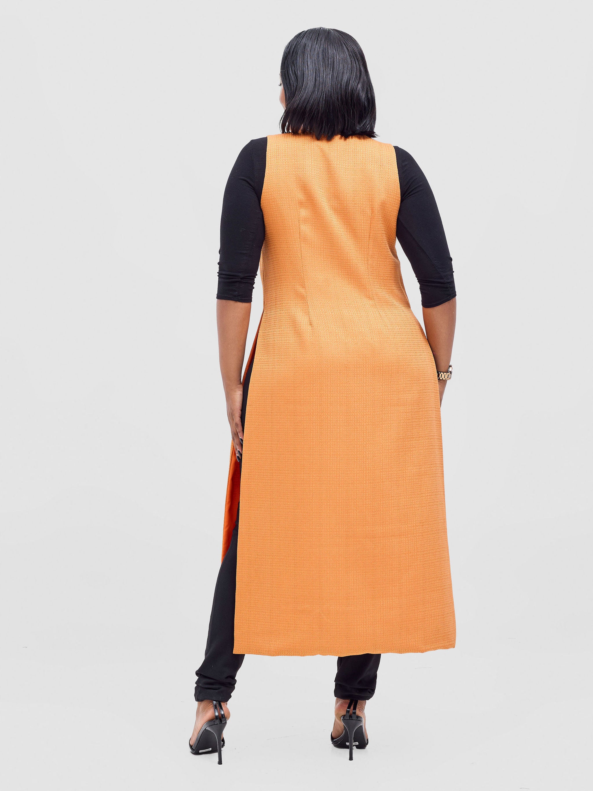 Vivo Analo Sleeveless Tie Kimono - Orange