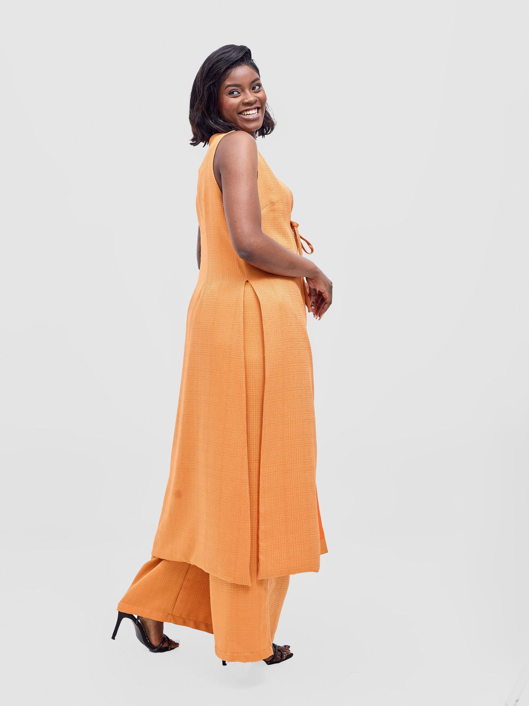 Vivo Analo Sleeveless Tie Kimono - Orange