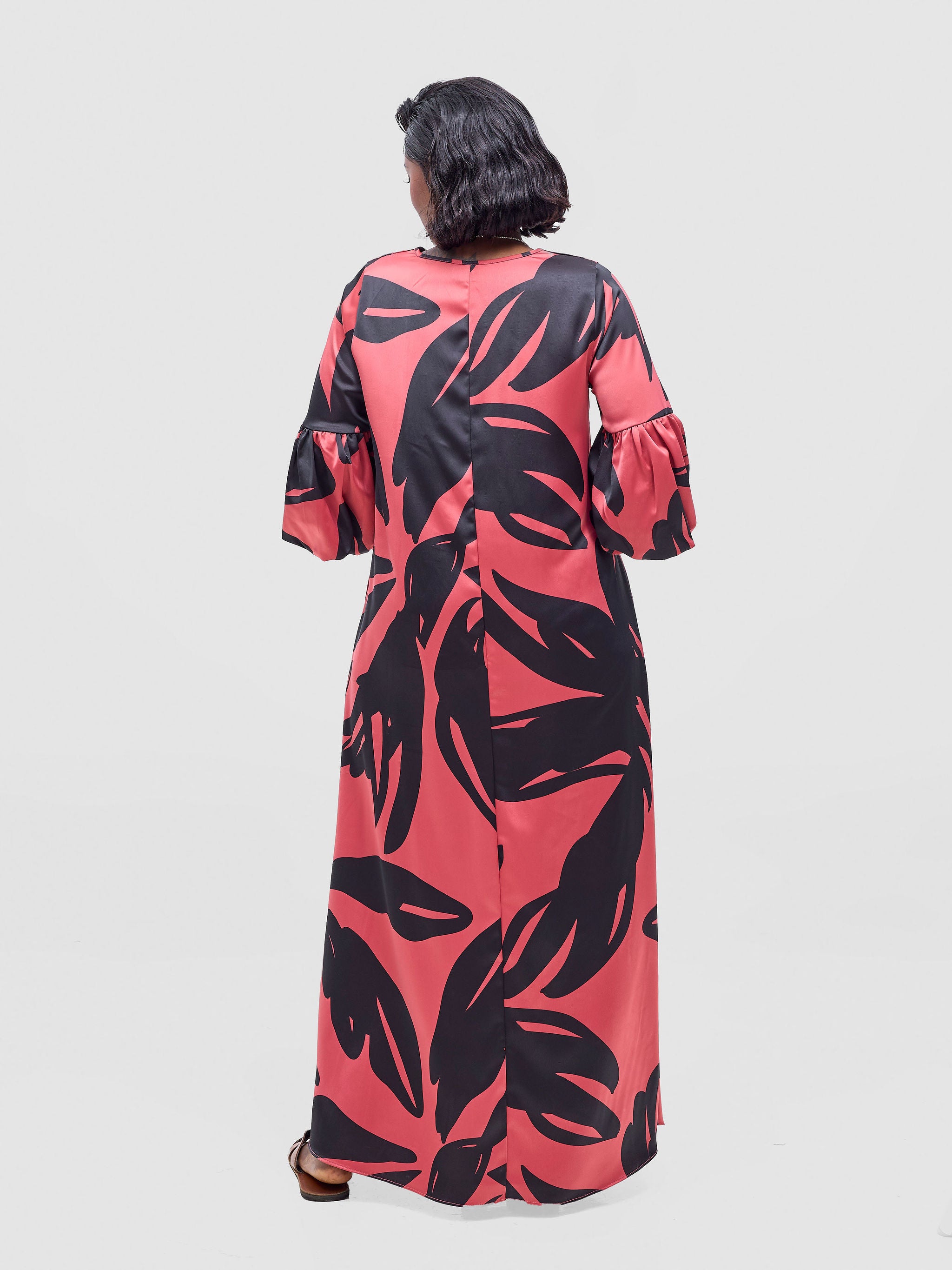 Vivo Hanabi Tent Maxi Dress - Dark Rust / Black Lia Print