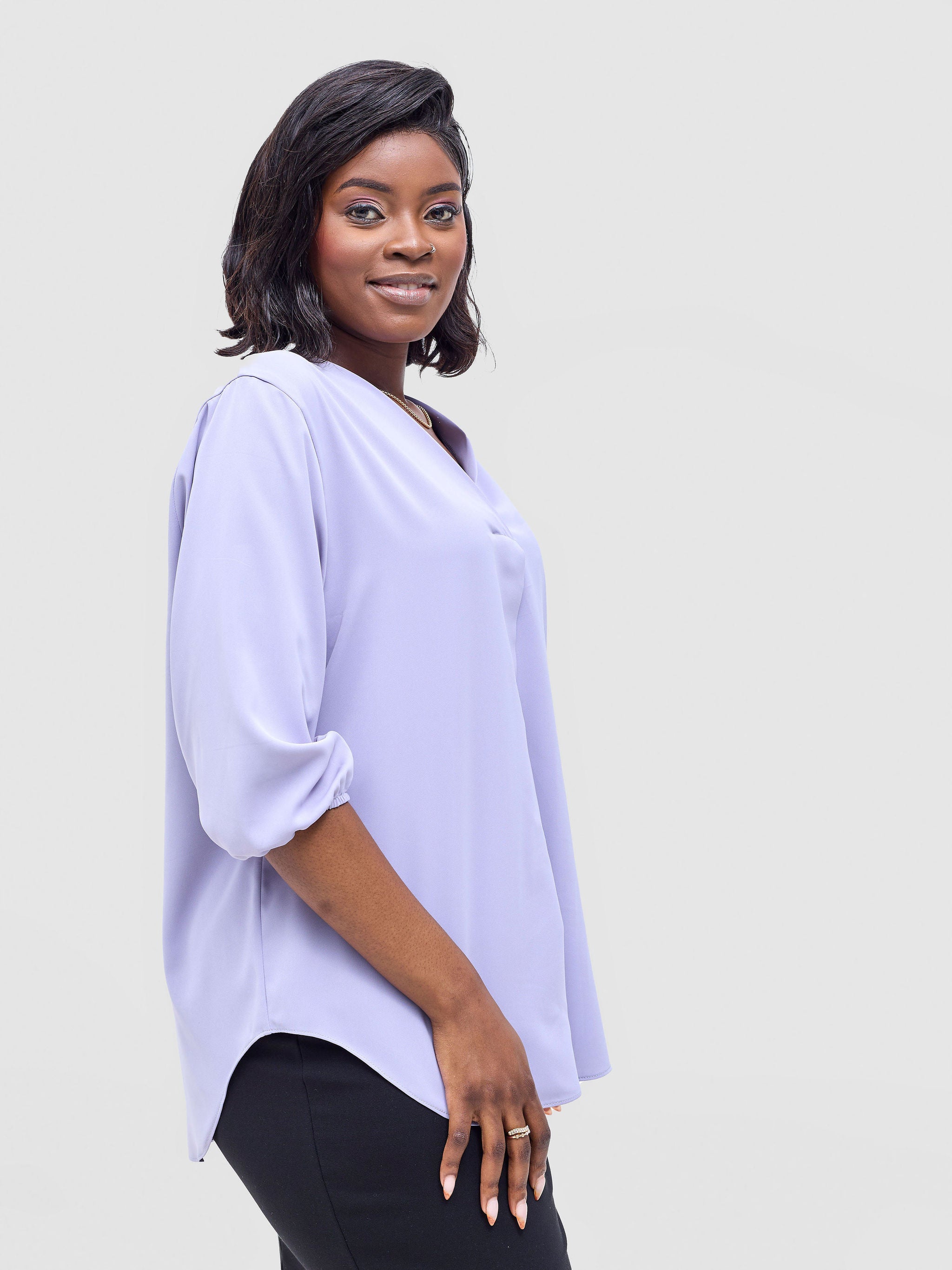 Vivo Dua 3/4 Sleeved V Neck Shirt - Lilac