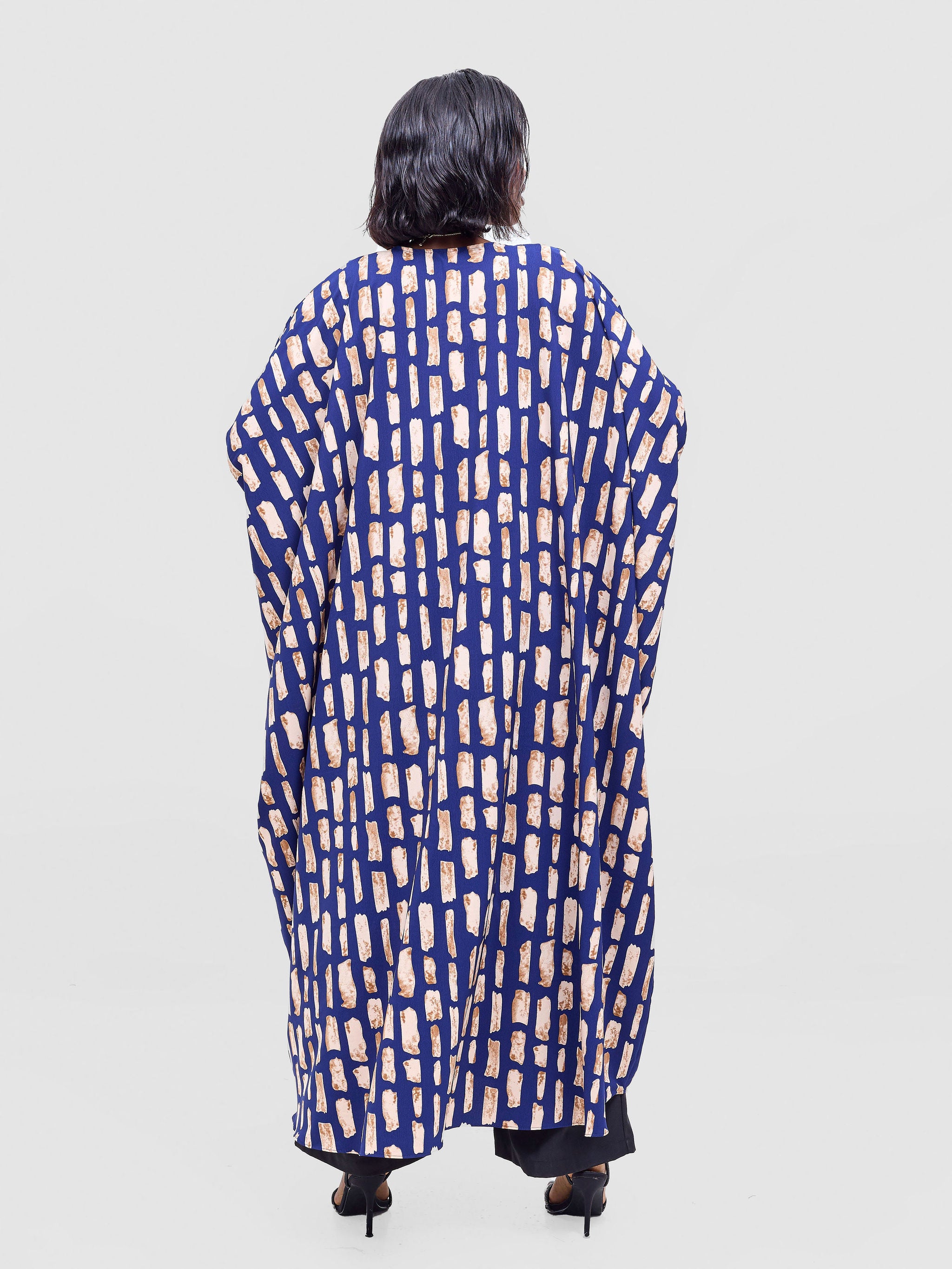 Vivo Ayla Maxi Kimono - Navy / Peach Alya Print