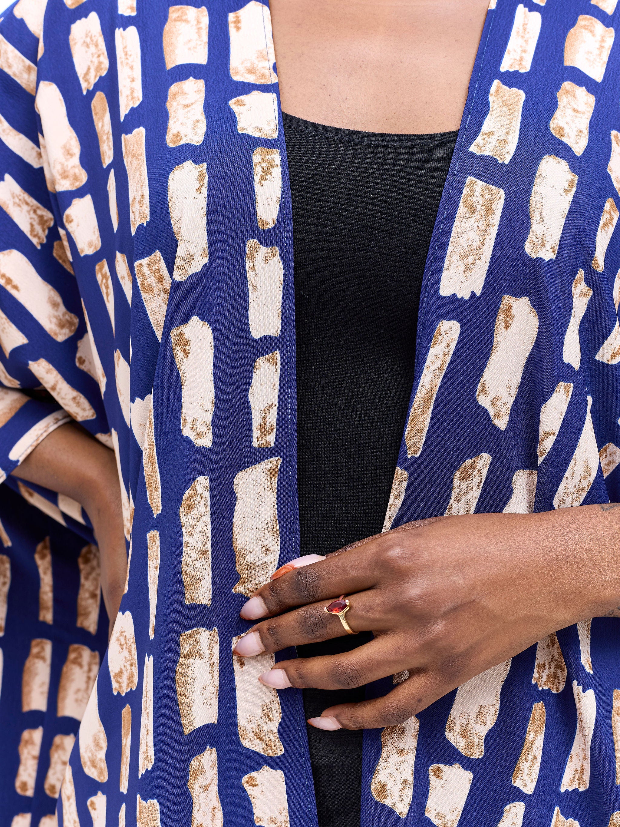 Vivo Ayla Maxi Kimono - Navy / Peach Alya Print