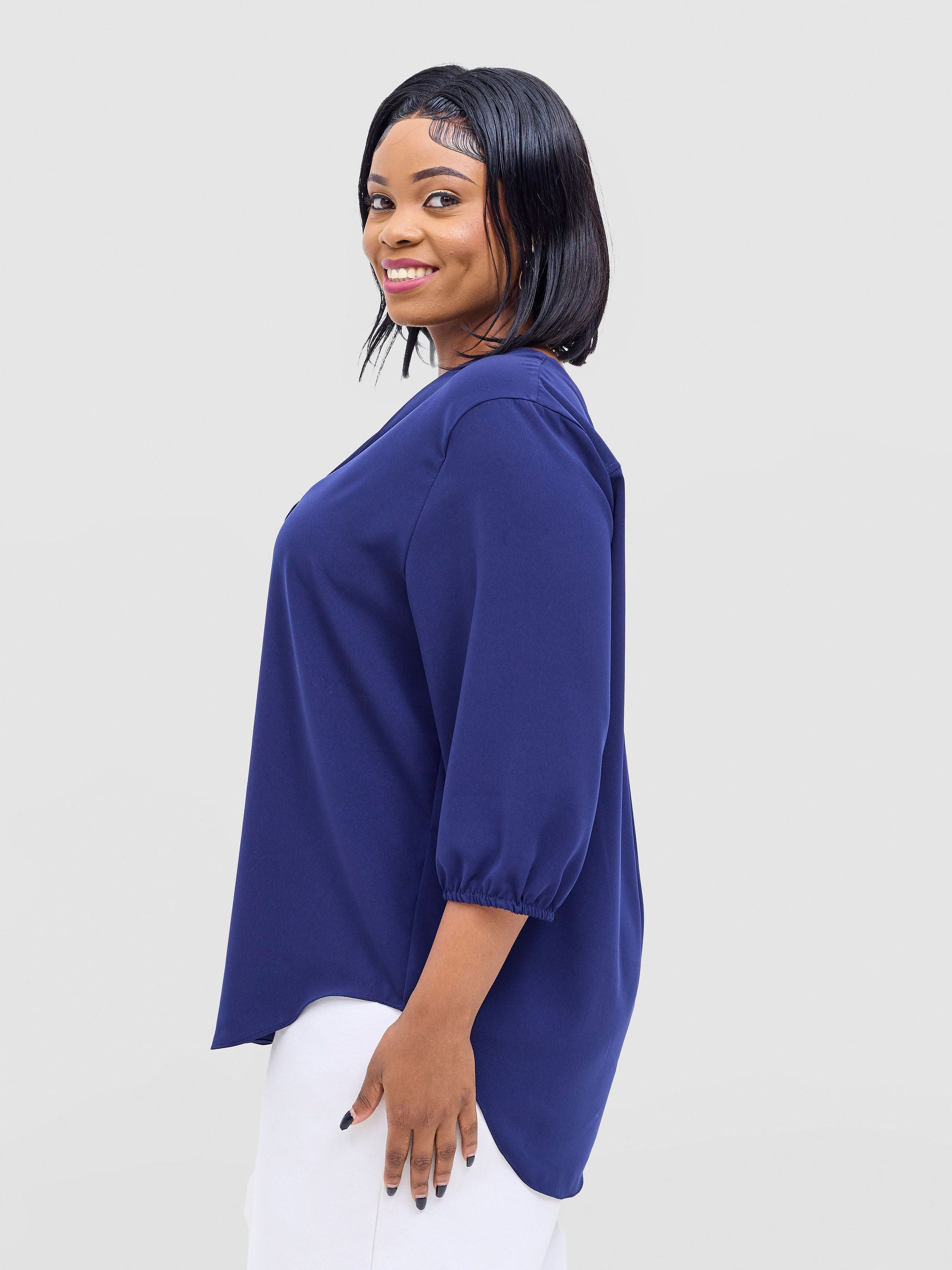 Vivo Dua 3/4 Sleeved V Neck Shirt - Dak Navy