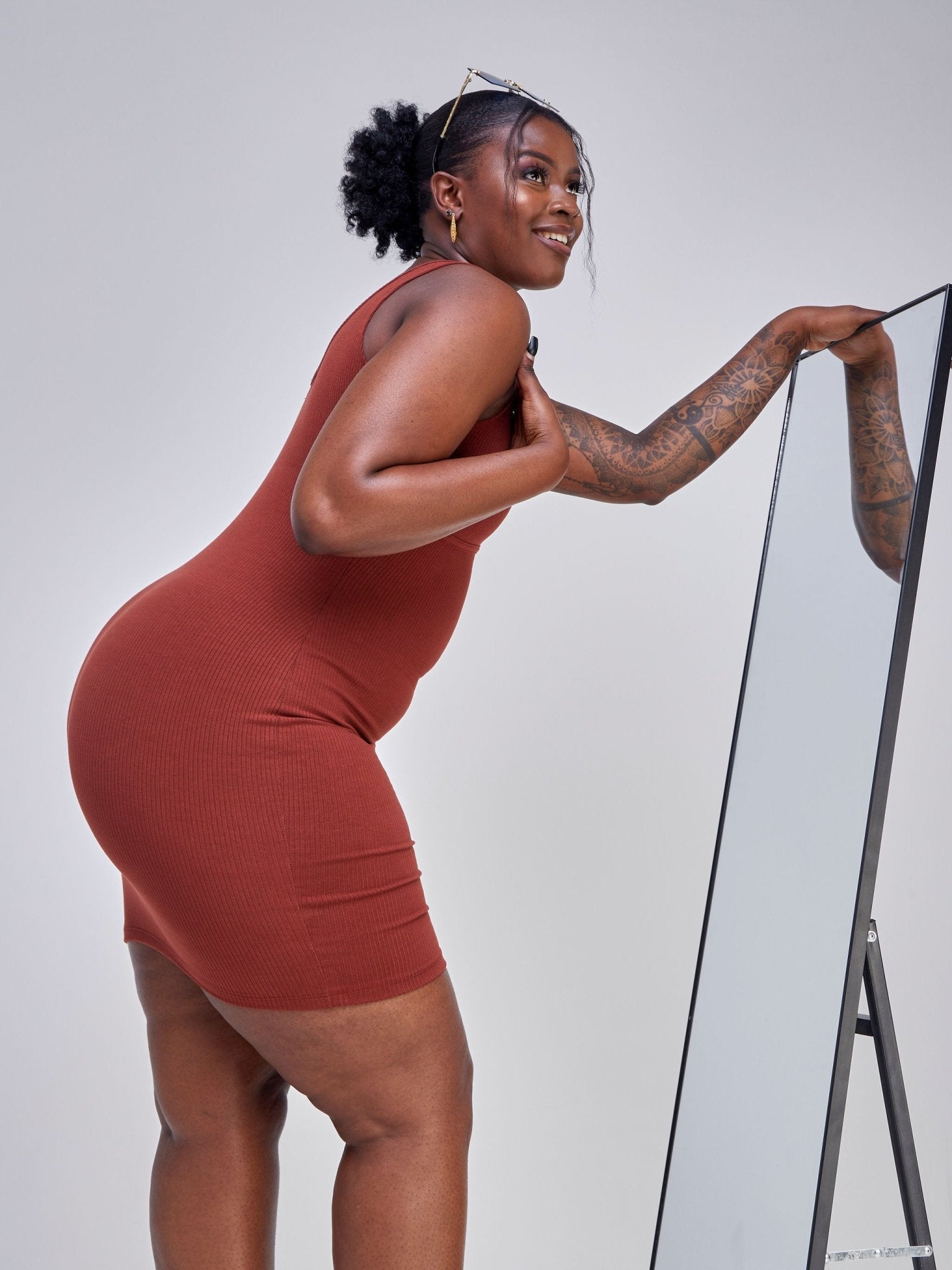 Popular 21 Sleeveless Pencil Dress - Dark Amber - Shopzetu