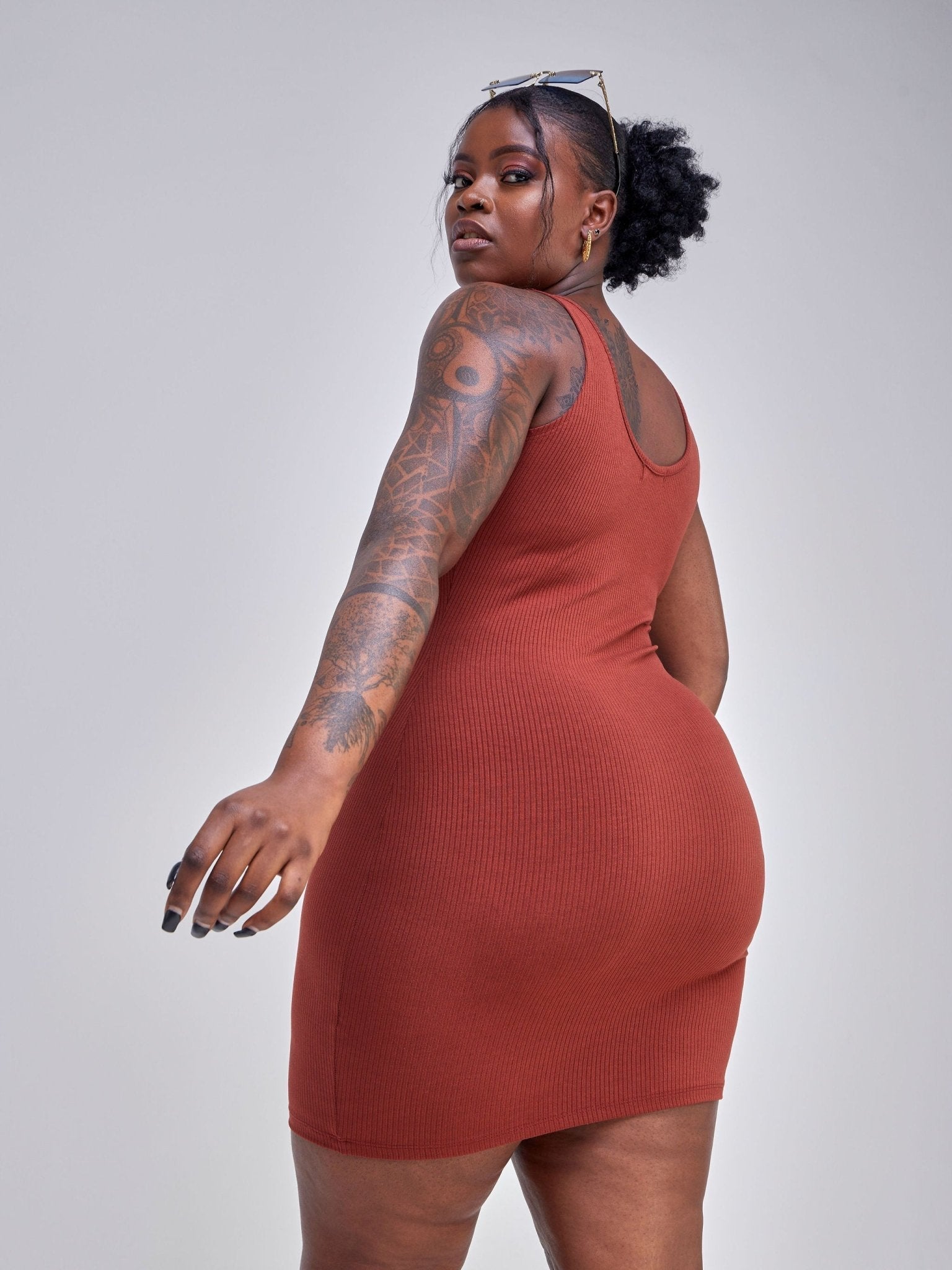 Popular 21 Sleeveless Pencil Dress - Dark Amber - Shopzetu