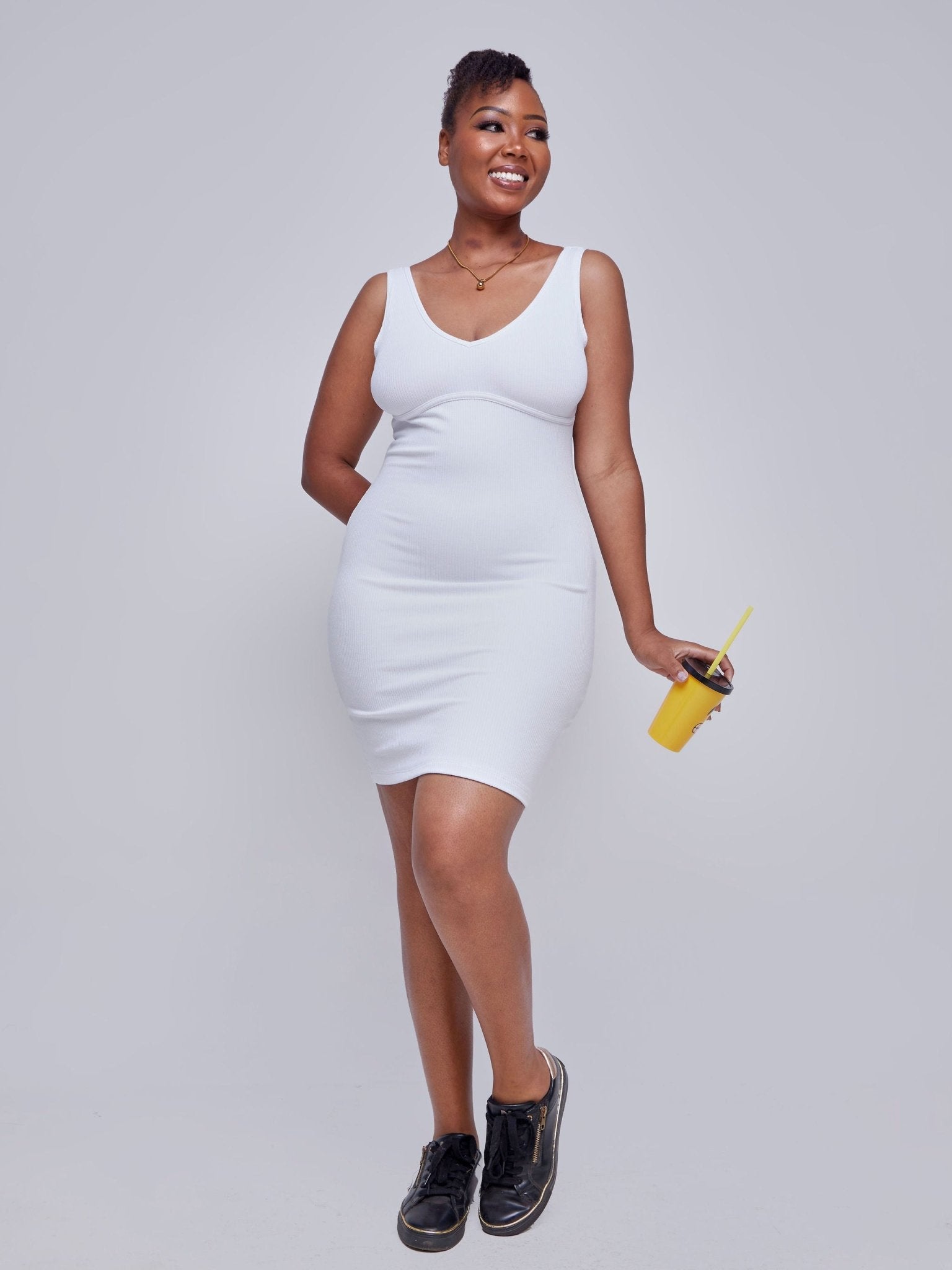 Popular 21 Sleeveless Pencil Dress - White - Shopzetu