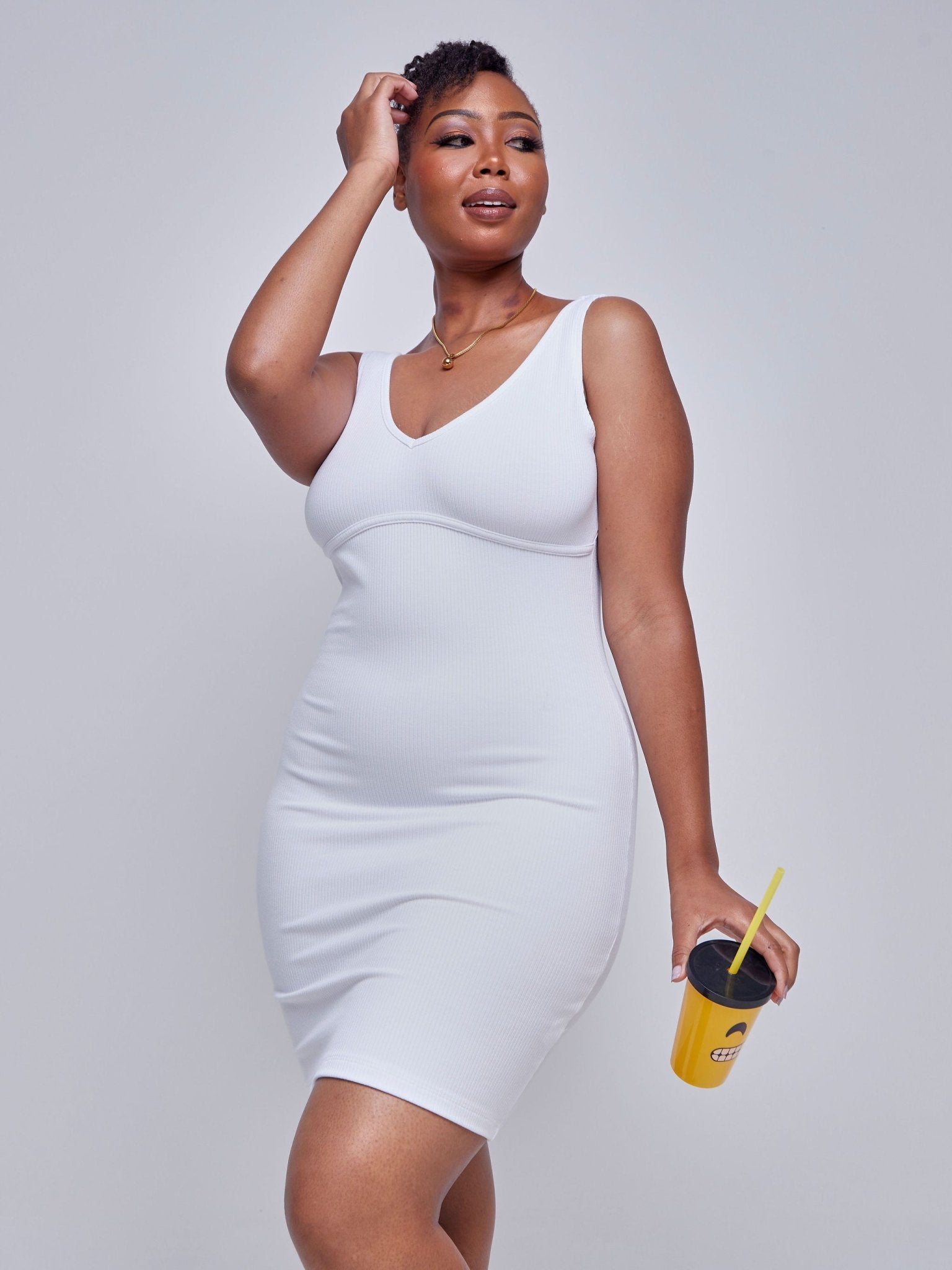 Popular 21 Sleeveless Pencil Dress - White - Shopzetu