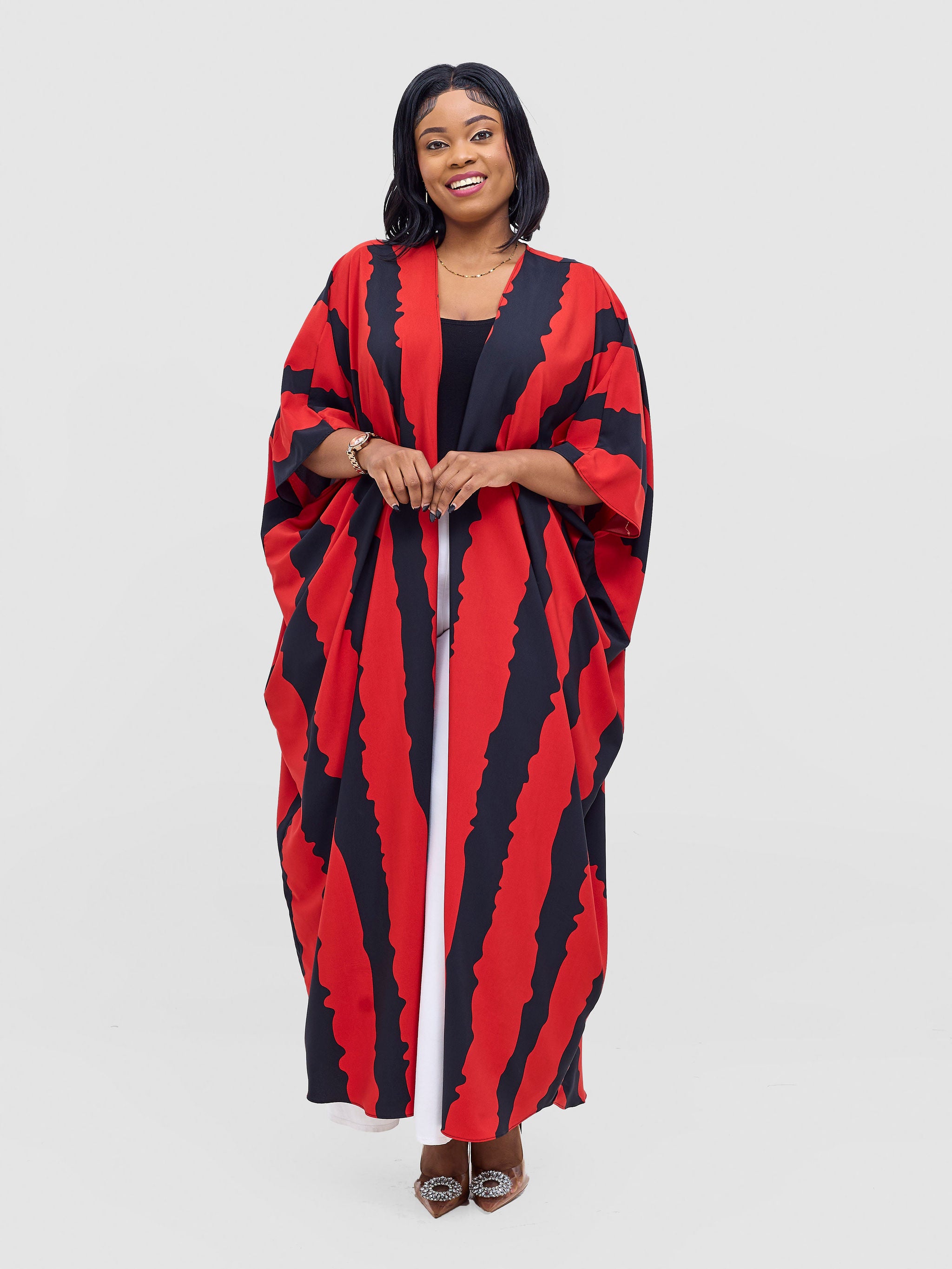 Vivo Ayla Maxi Kimono - Red / Black Yla Print