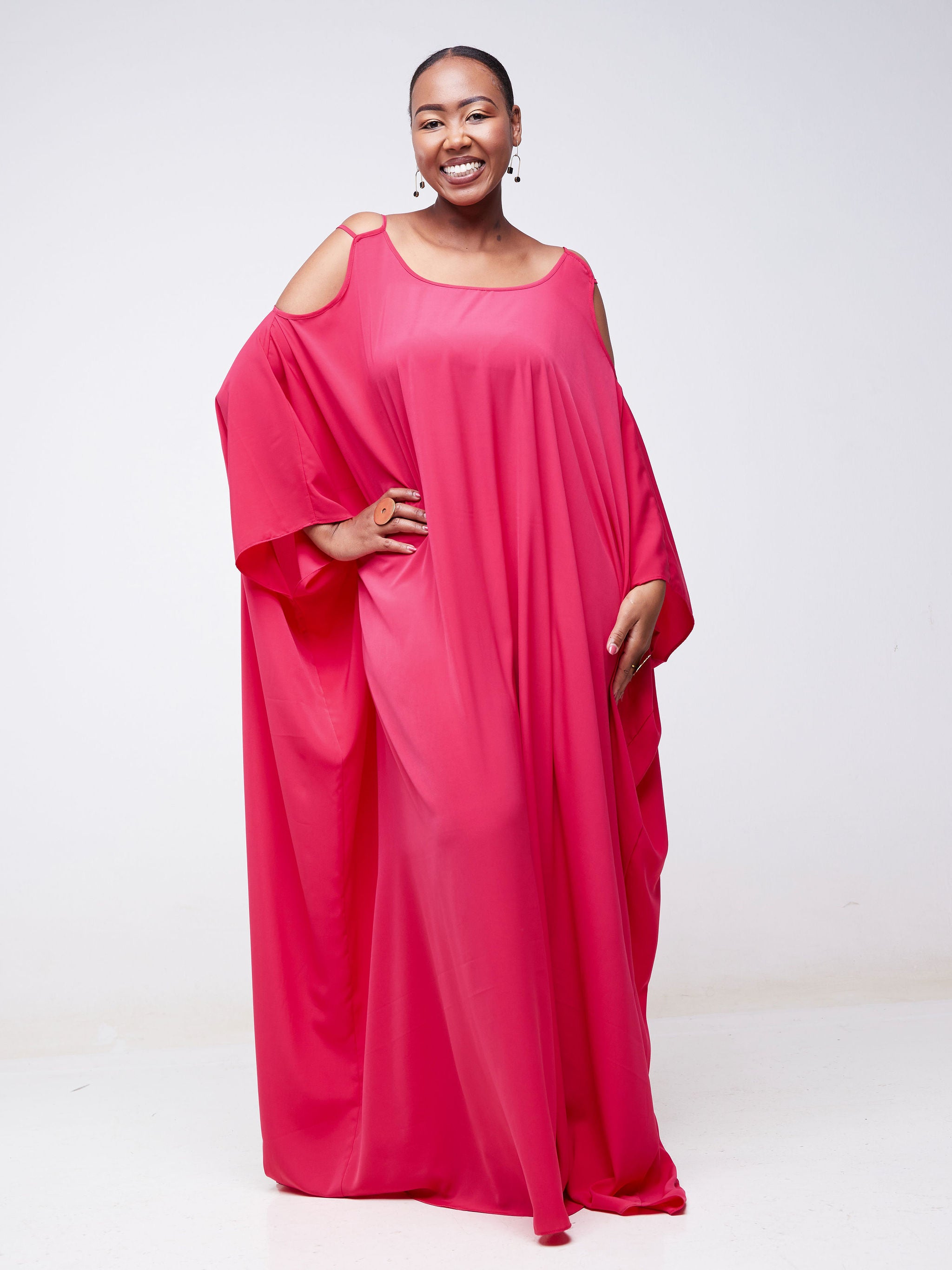 Vivo Dali Strappy Cold Shoulder Kaftan - Pink