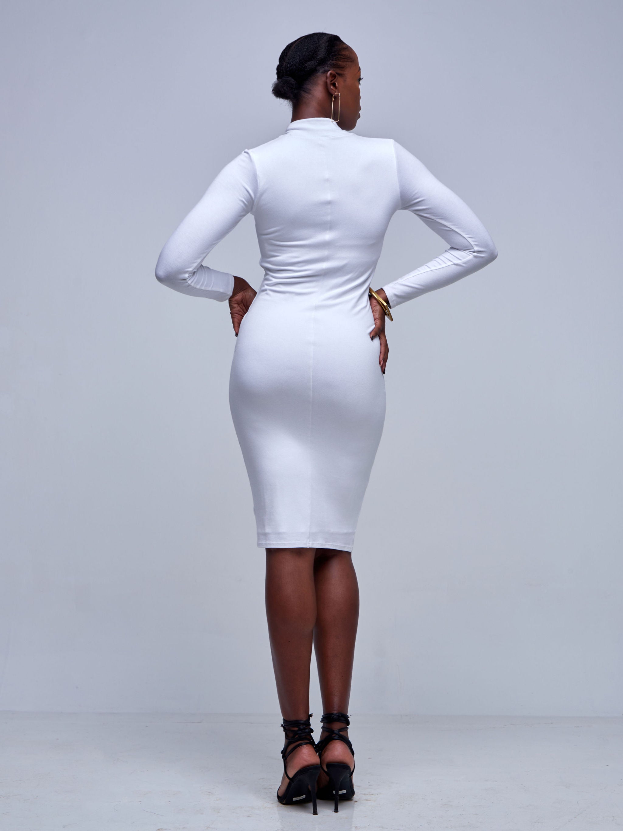 Vivo Bana Long Sleeve Crossover Bodycon - White