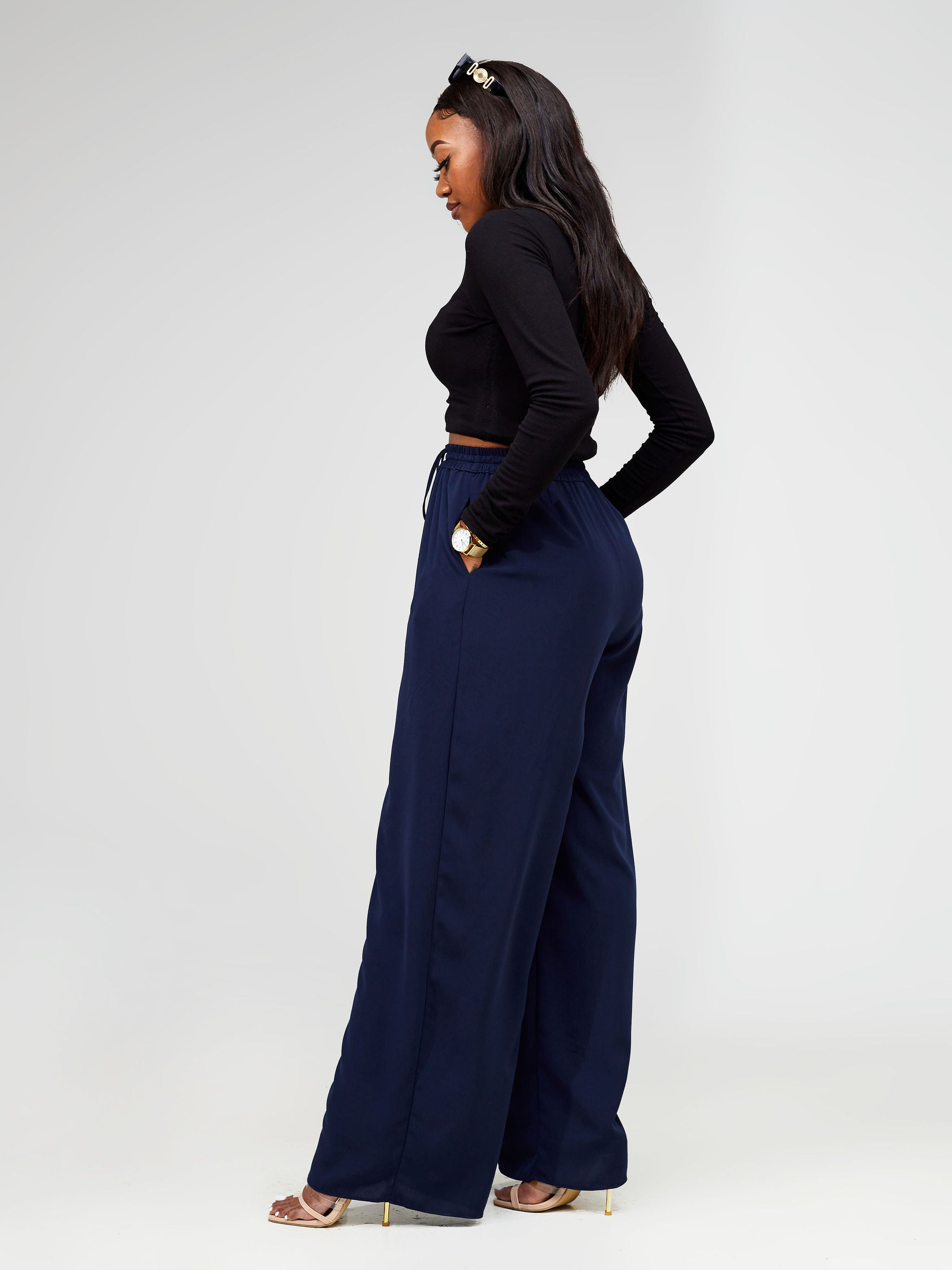 Vivo Wastani  Drawstring Pants - Dark Navy Blue