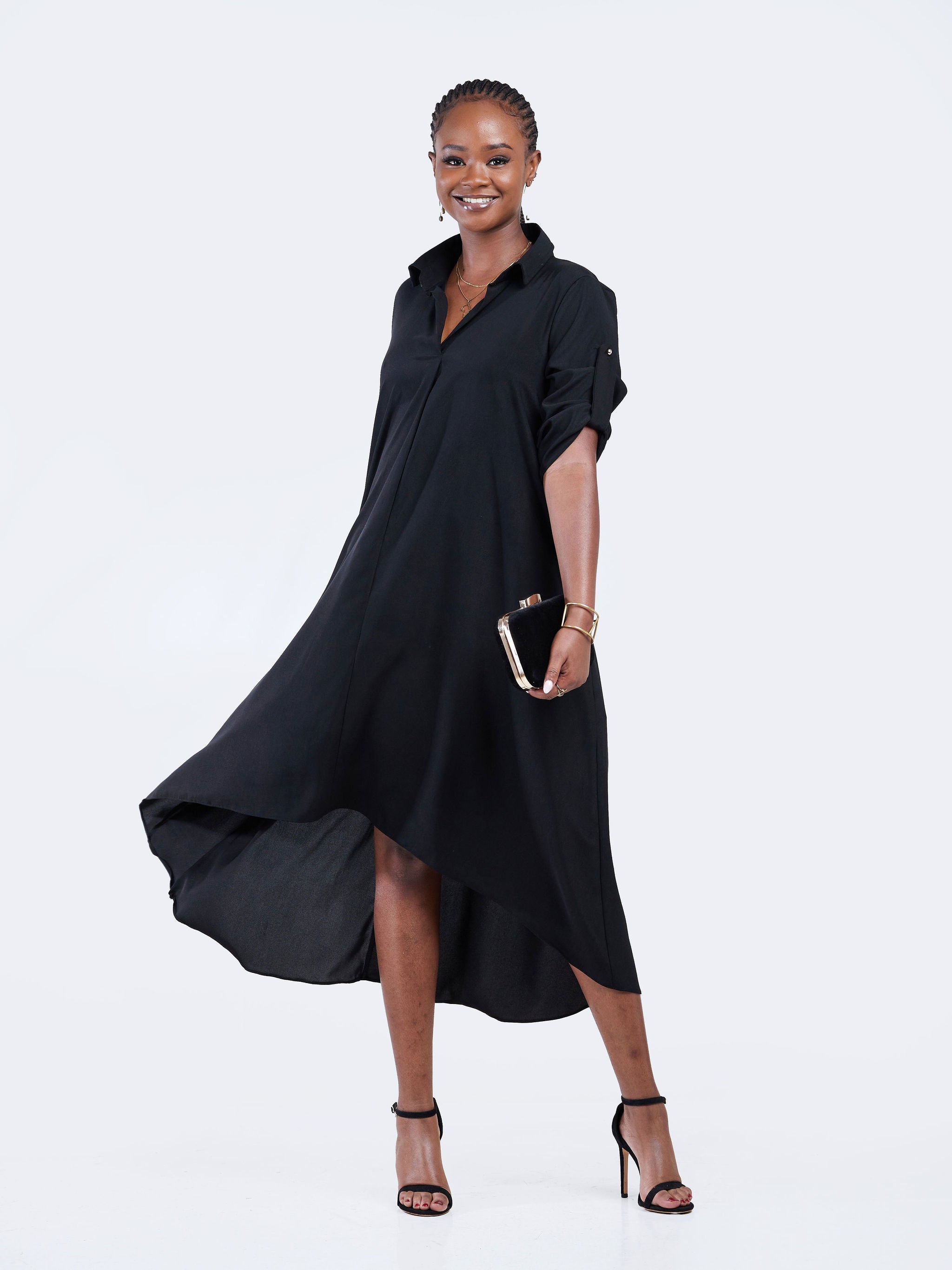 Vivo Yumi High Low Shirt Dress - Black