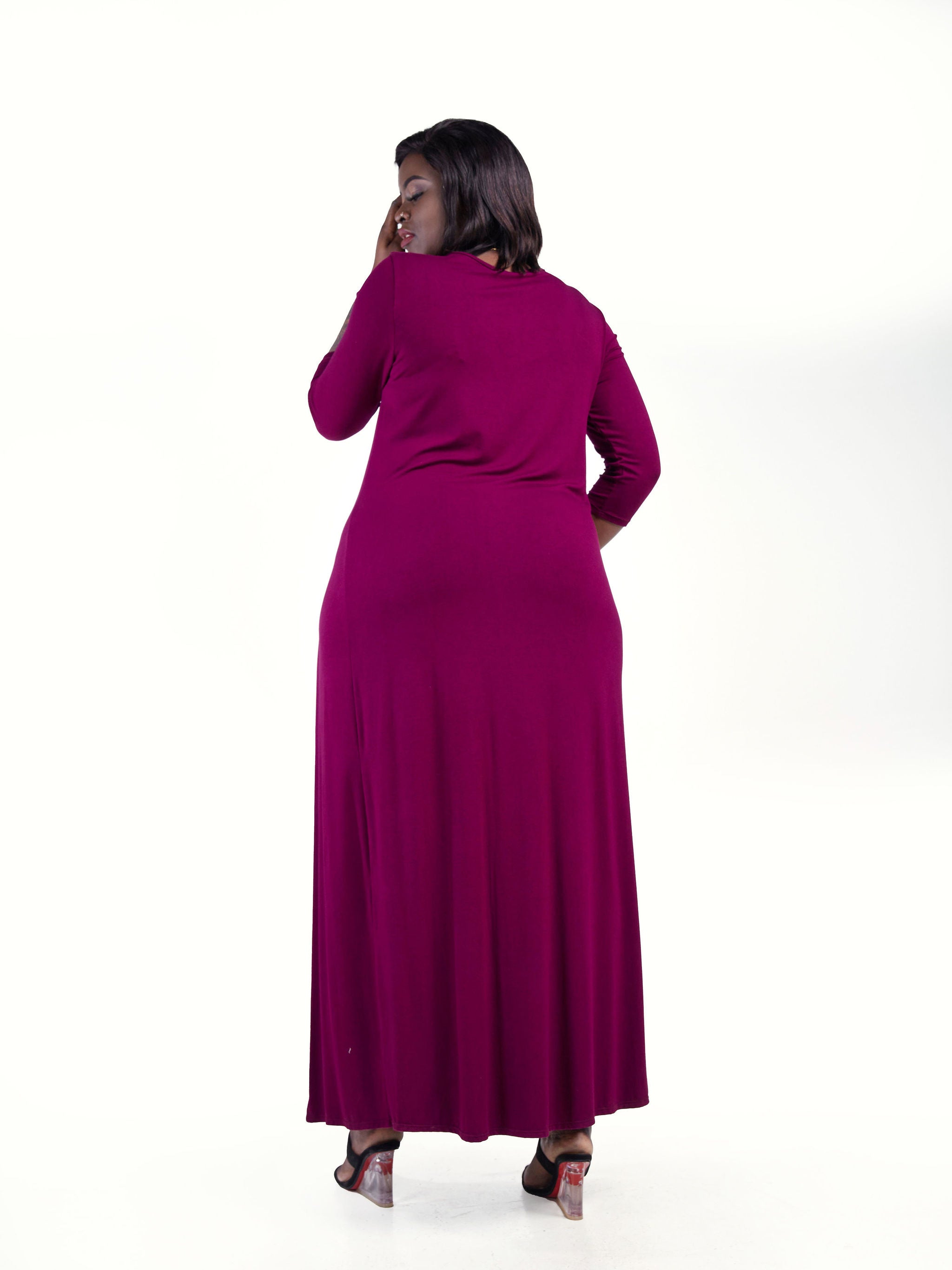 Vivo Basic Maxi Front Slit Top - Burgundy