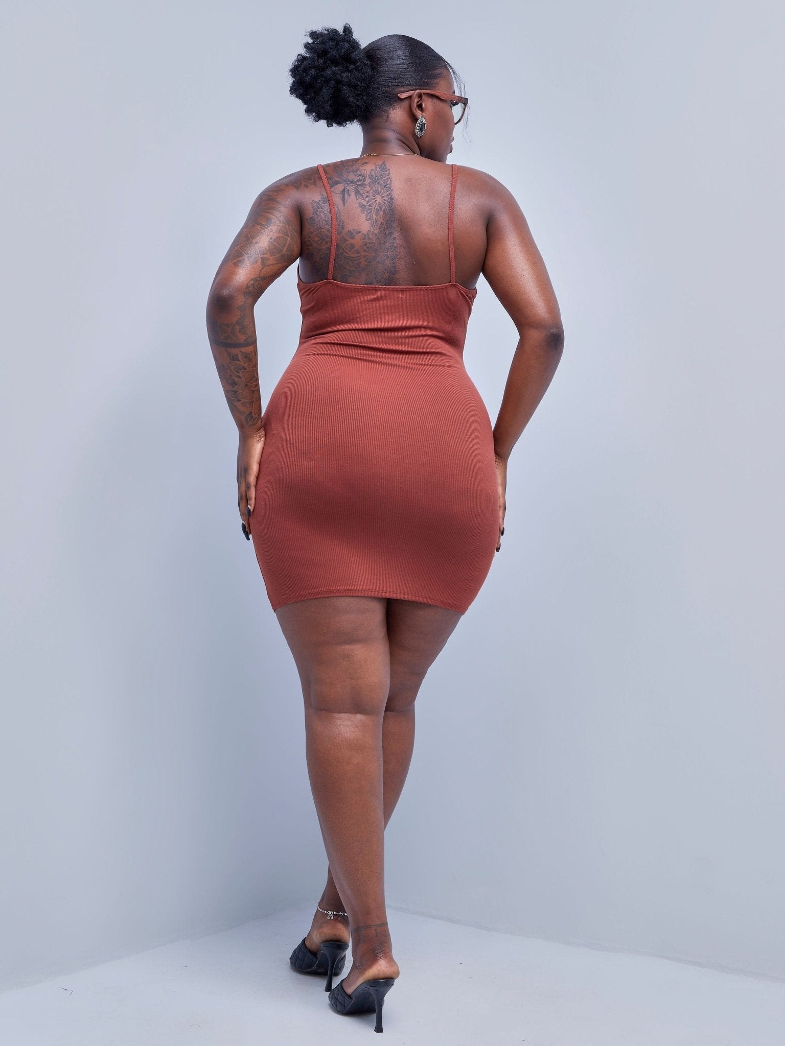 Popular 21 Double O-ring Cami Dress - Dark Amber - Shopzetu