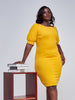 Vivo Imara Puff Sleeve Sheath Dress - Mustard